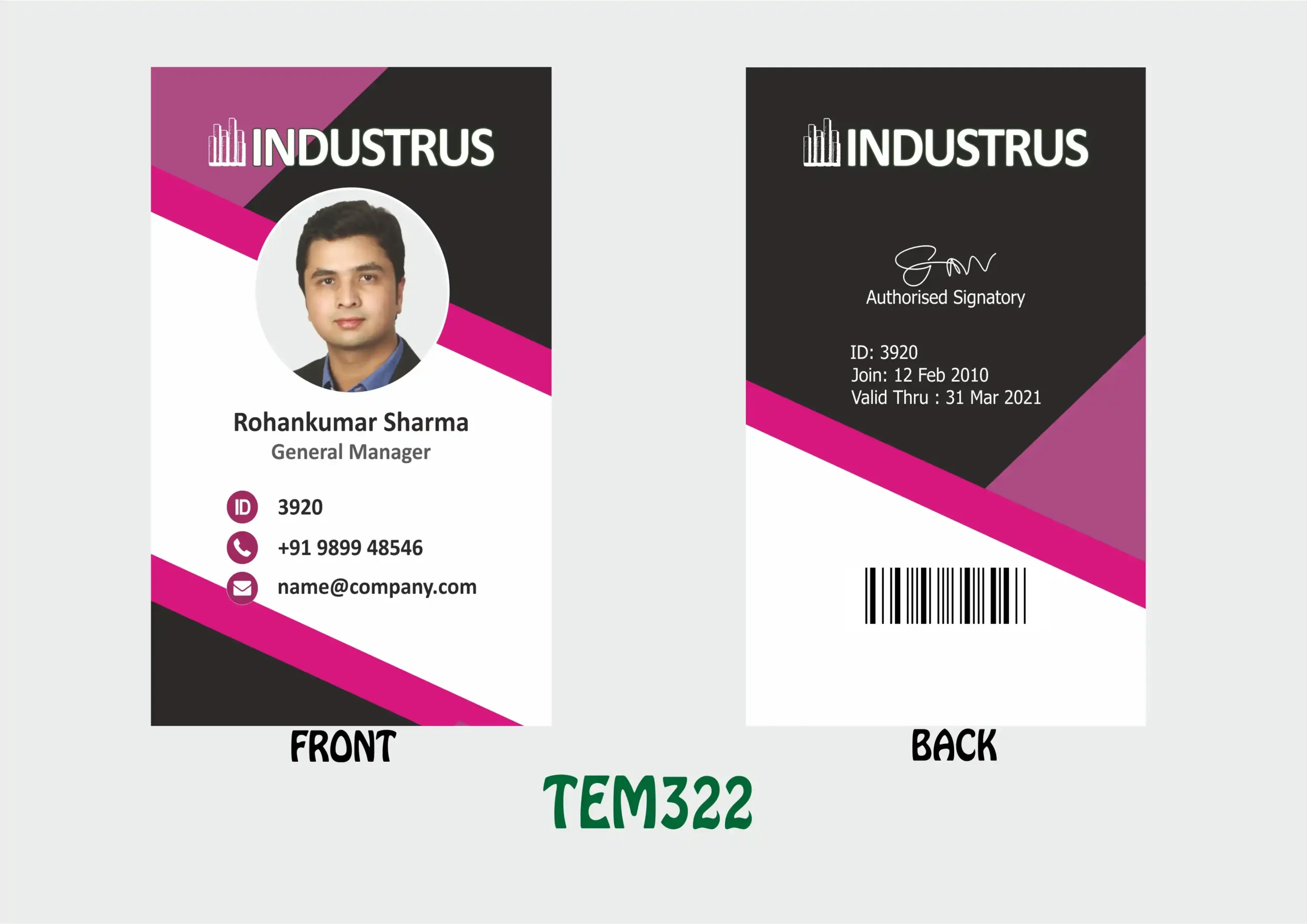 TEM-322 ID Card - TEM322 - Image 1