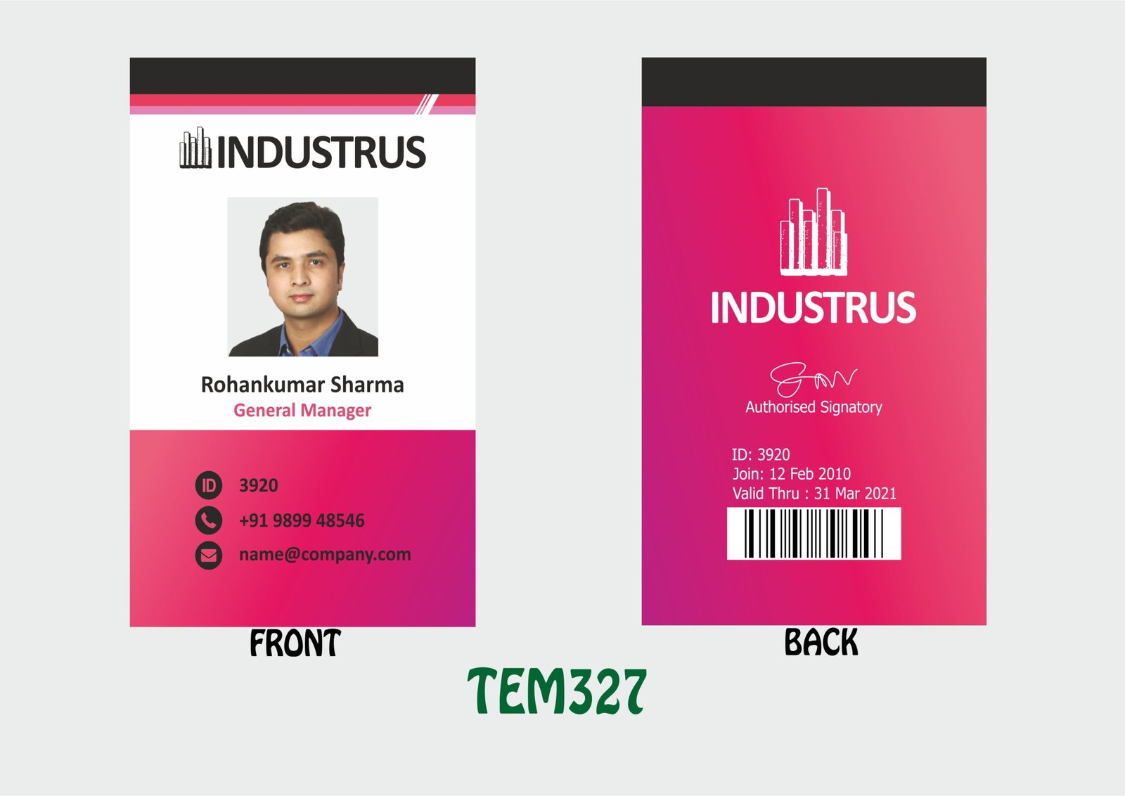 TEM-327 ID Card - TEM327 - Image 1