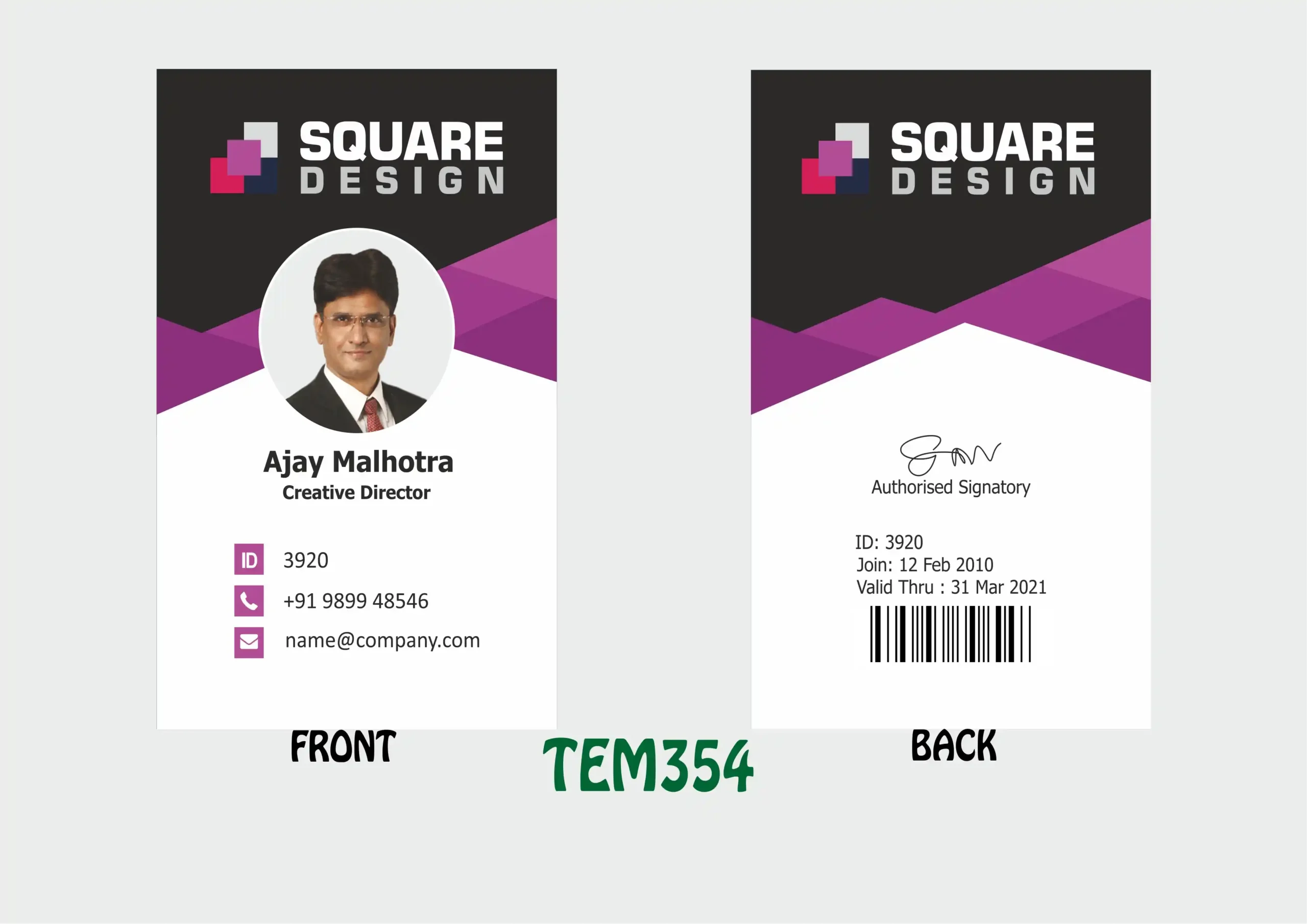 TEM-354 ID Card - TEM354 - Image 1