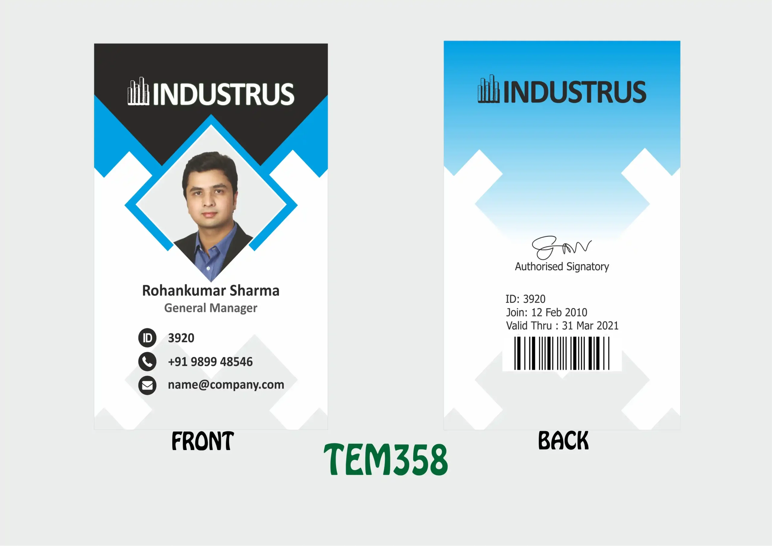 TEM-358 ID Card - TEM358 - Image 1