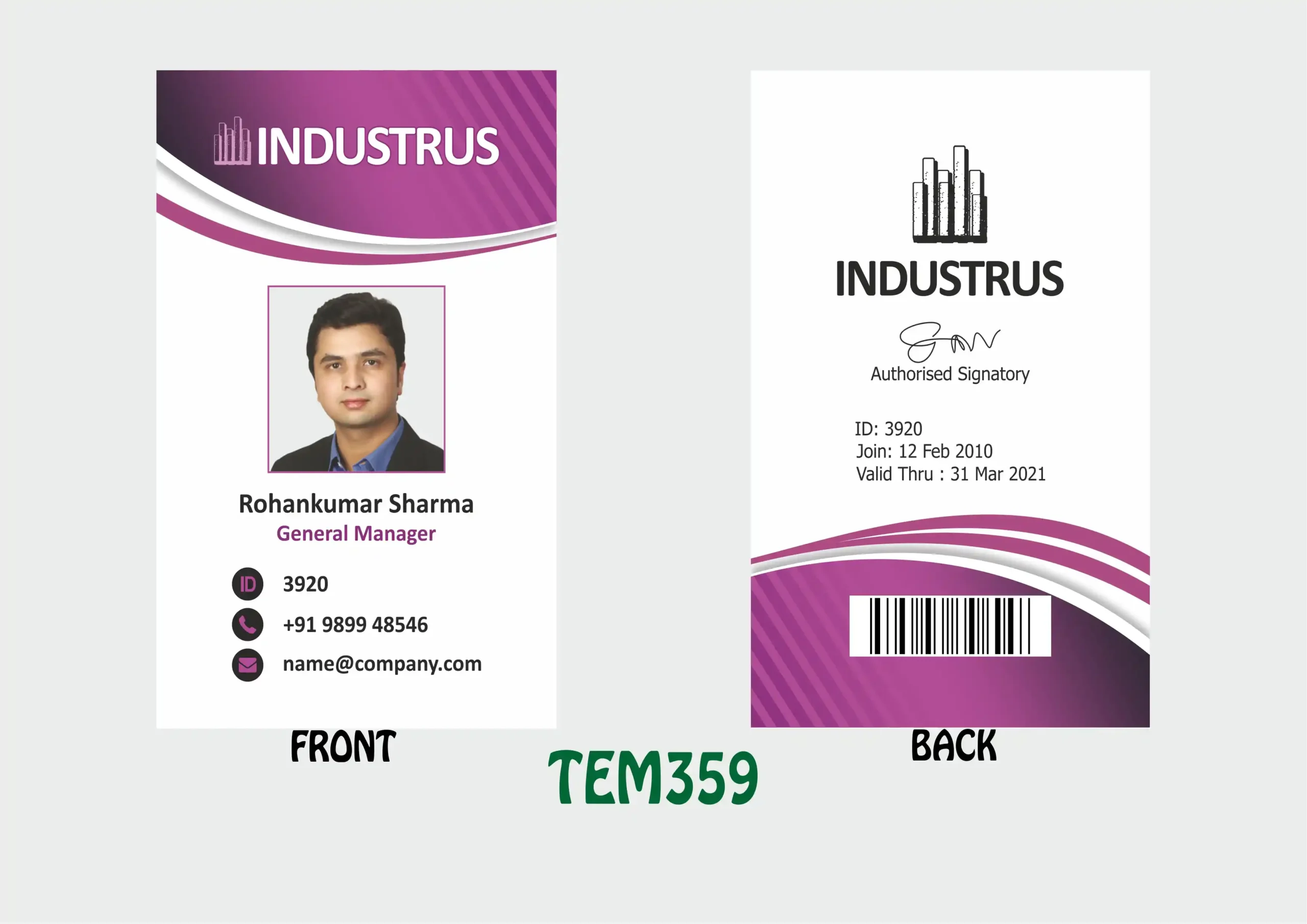 TEM-359 ID Card - TEM359 - Image 1