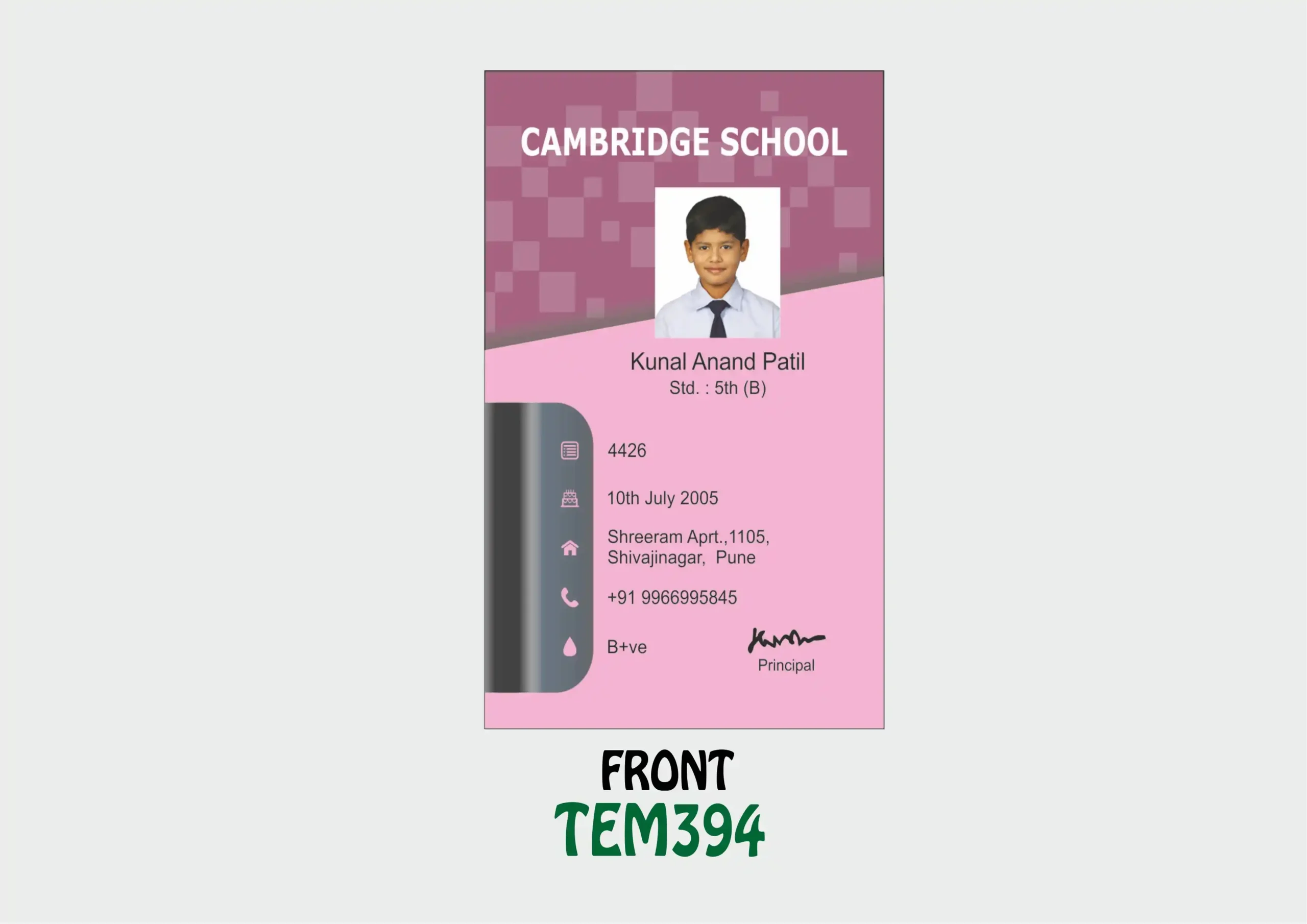 TEM-394 ID Card - TEM394 - Image 1