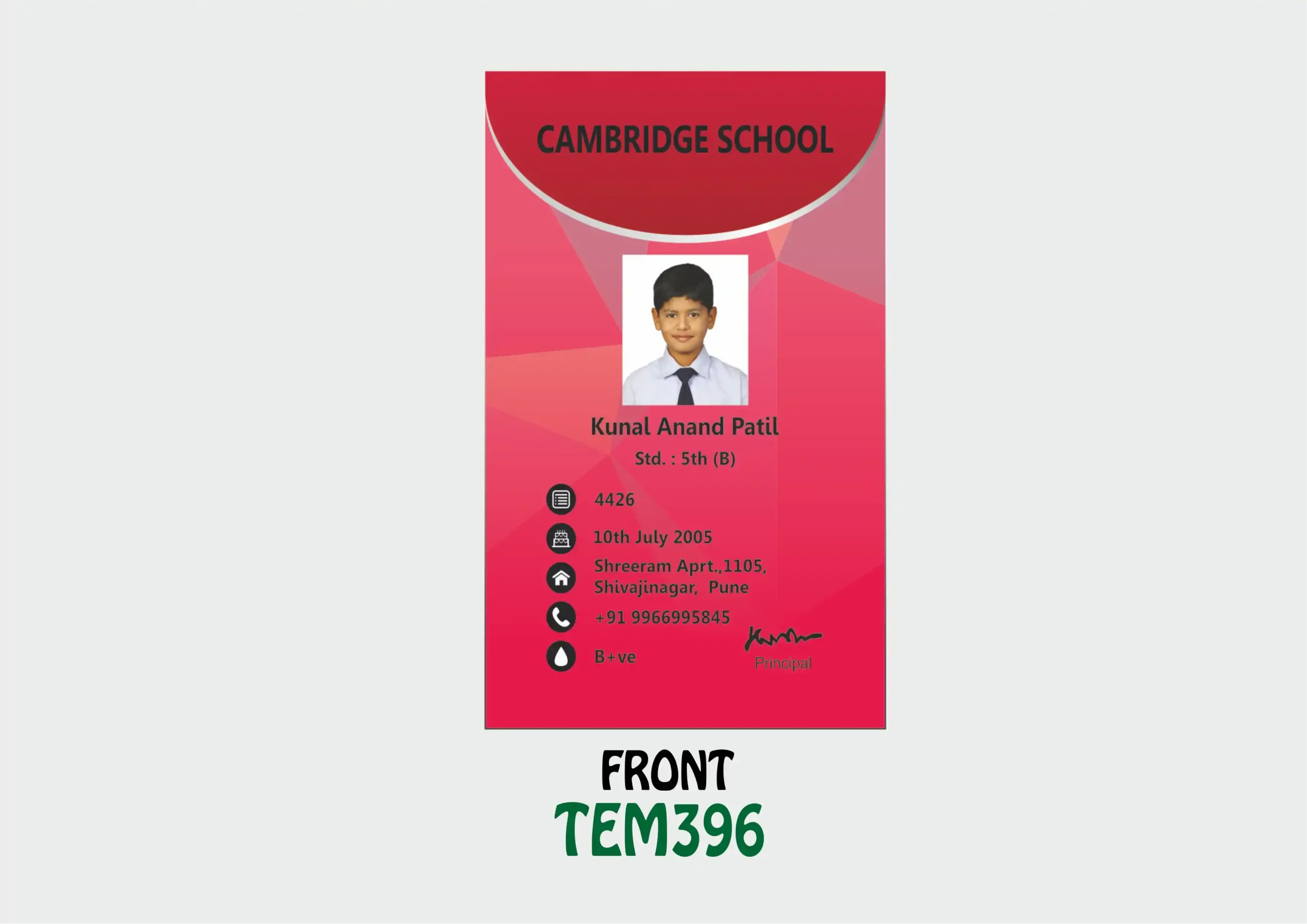 TEM-396 ID Card - TEM396 - Image 1
