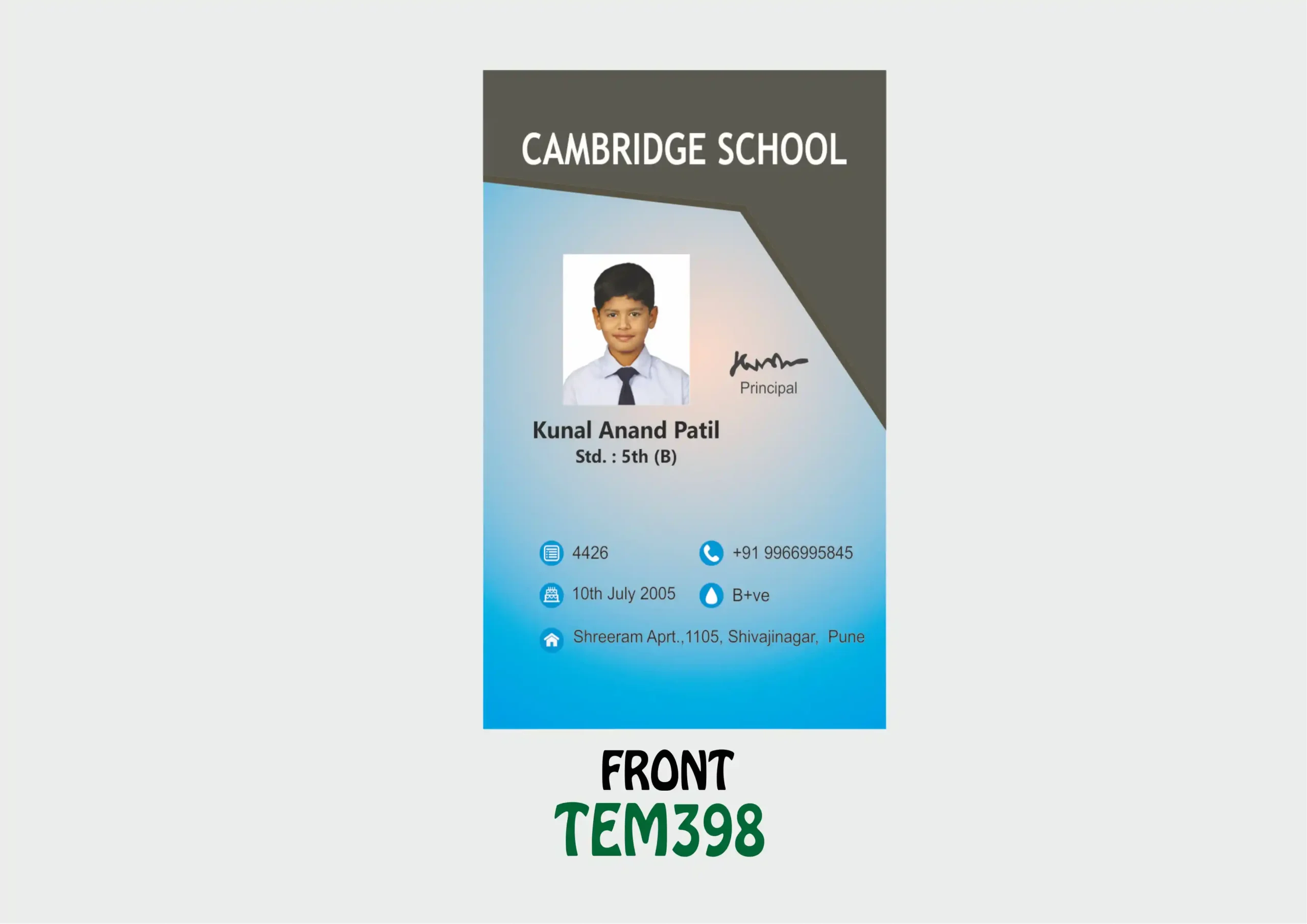 TEM-398 ID Card - TEM398 - Image 1
