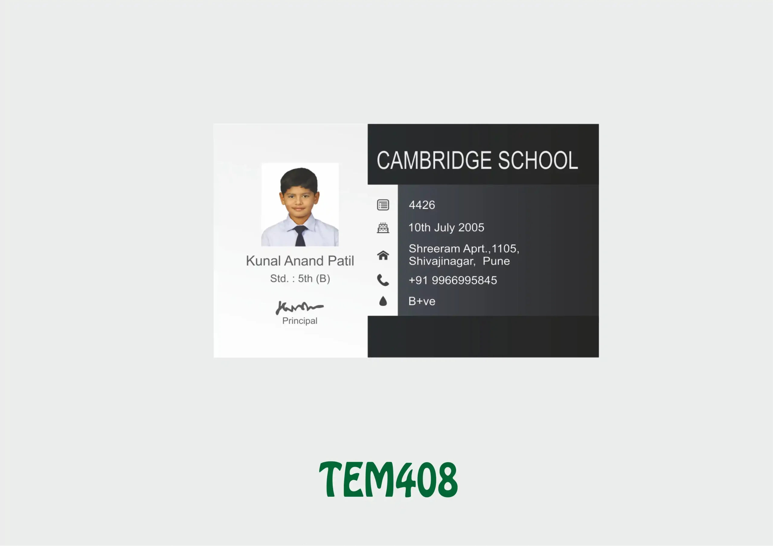 TEM-408 ID Card - TEM408 - Image 1