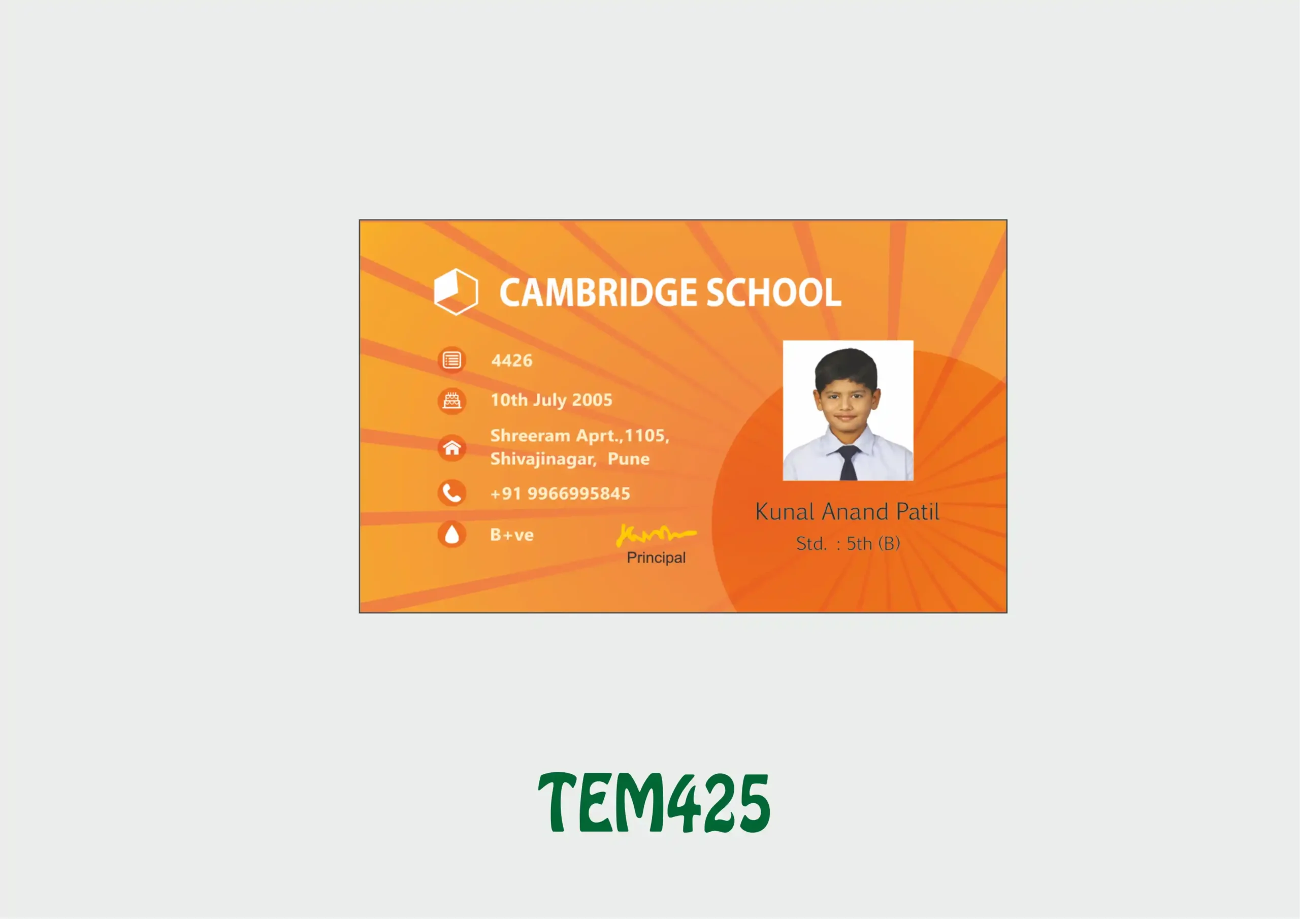 TEM-425 ID Card - TEM425 - Image 1