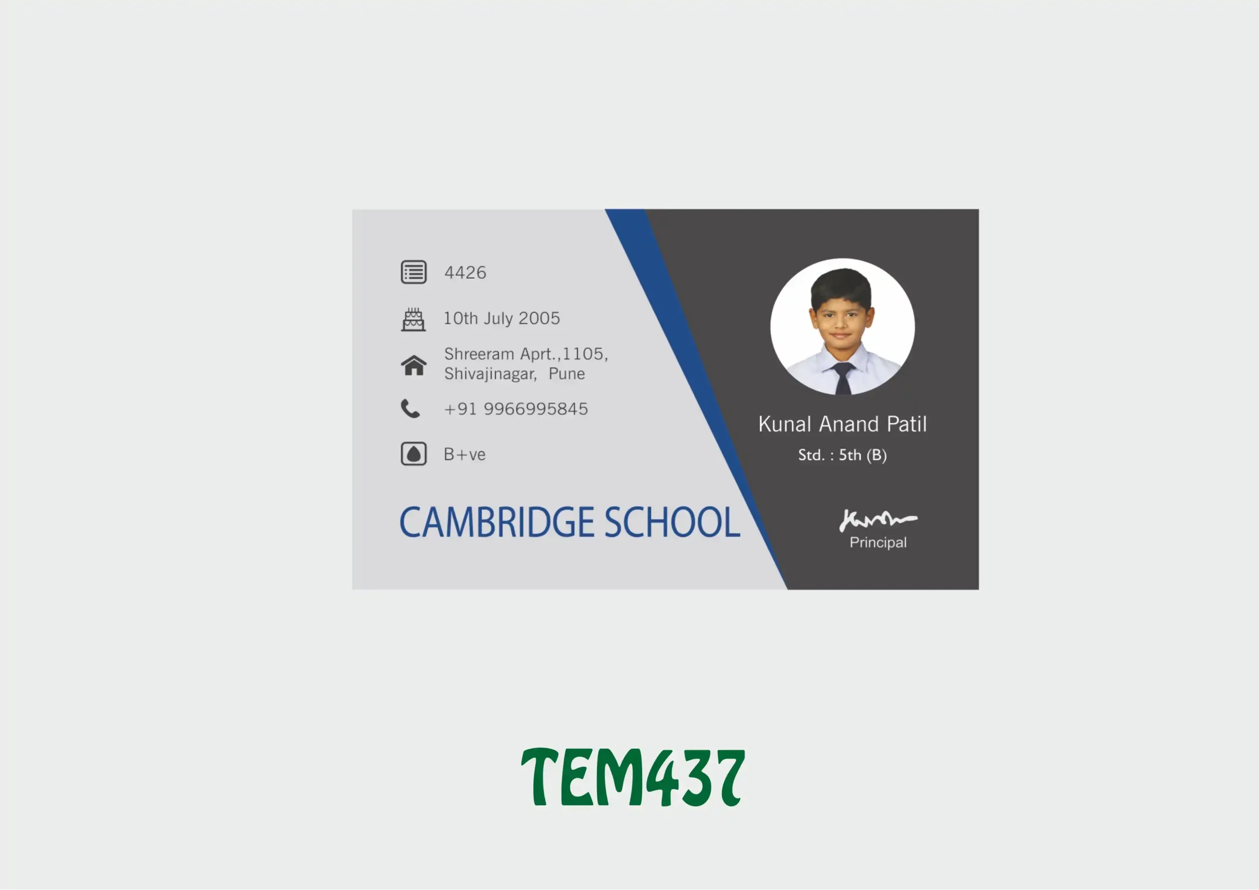 TEM-437 ID Card - TEM437 - Image 1