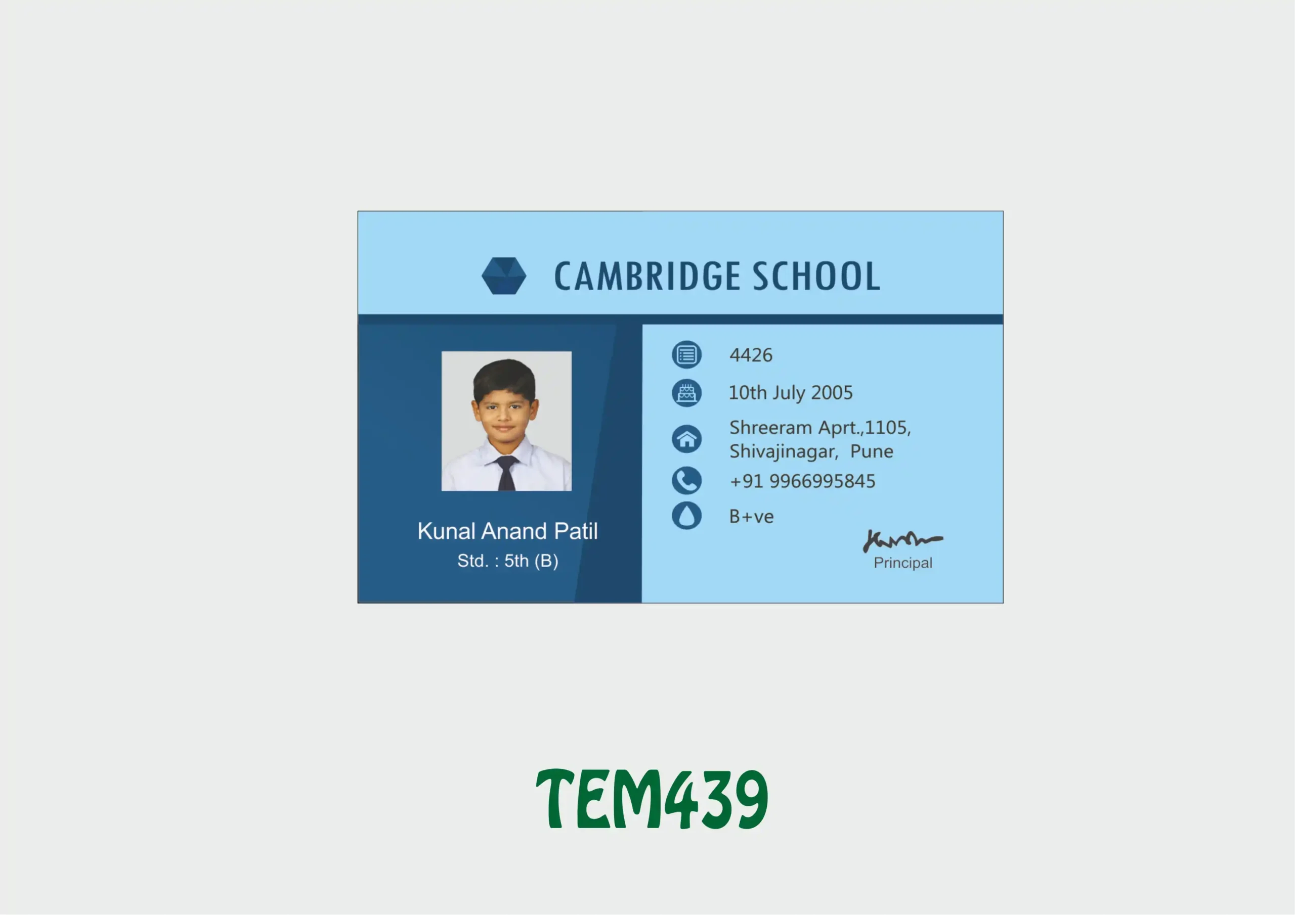 TEM-439 ID Card - TEM439 - Image 1