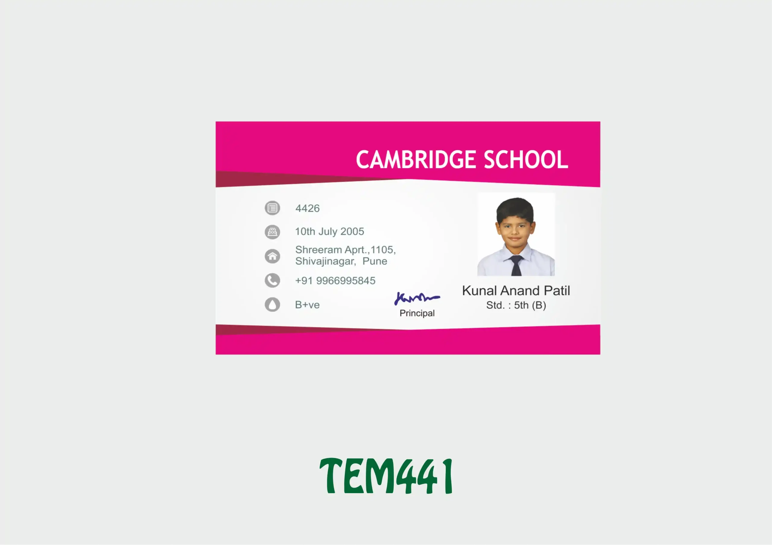 TEM-441 ID Card - TEM441 - Image 1