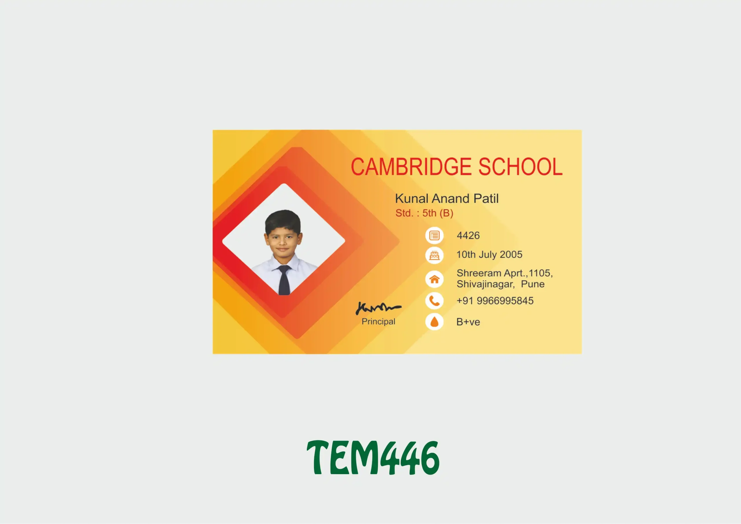 TEM-446 ID Card - TEM446 - Image 1