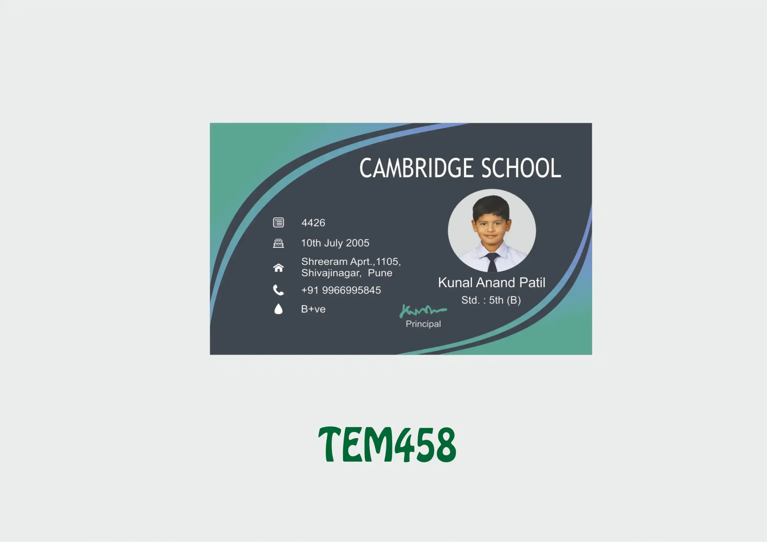 TEM-458 ID Card - TEM458 - Image 1