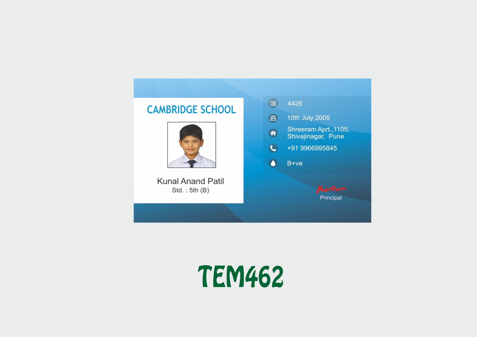 TEM-462 ID Card - TEM462 - Image 1