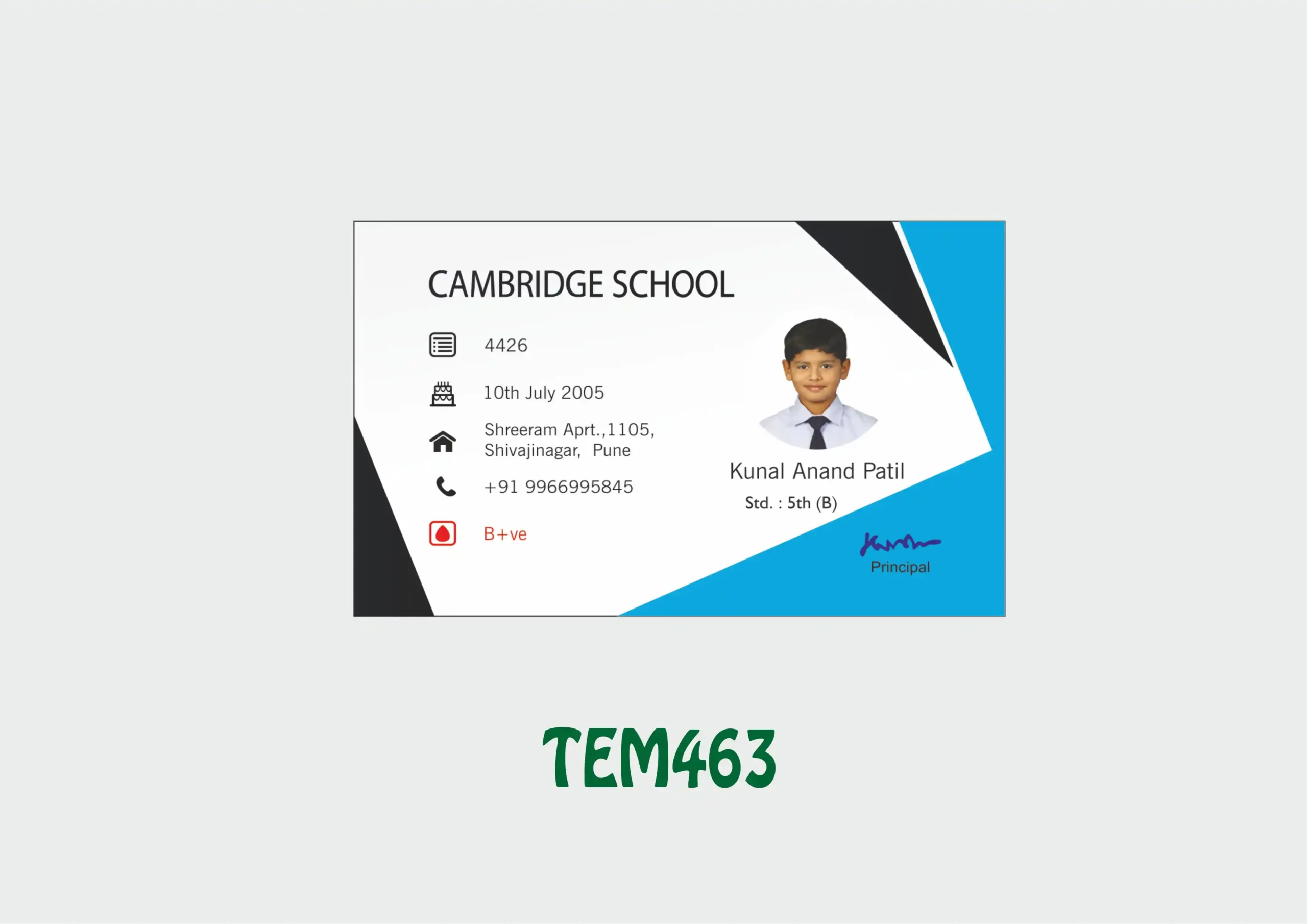 TEM-463 ID Card - TEM463 - Image 1