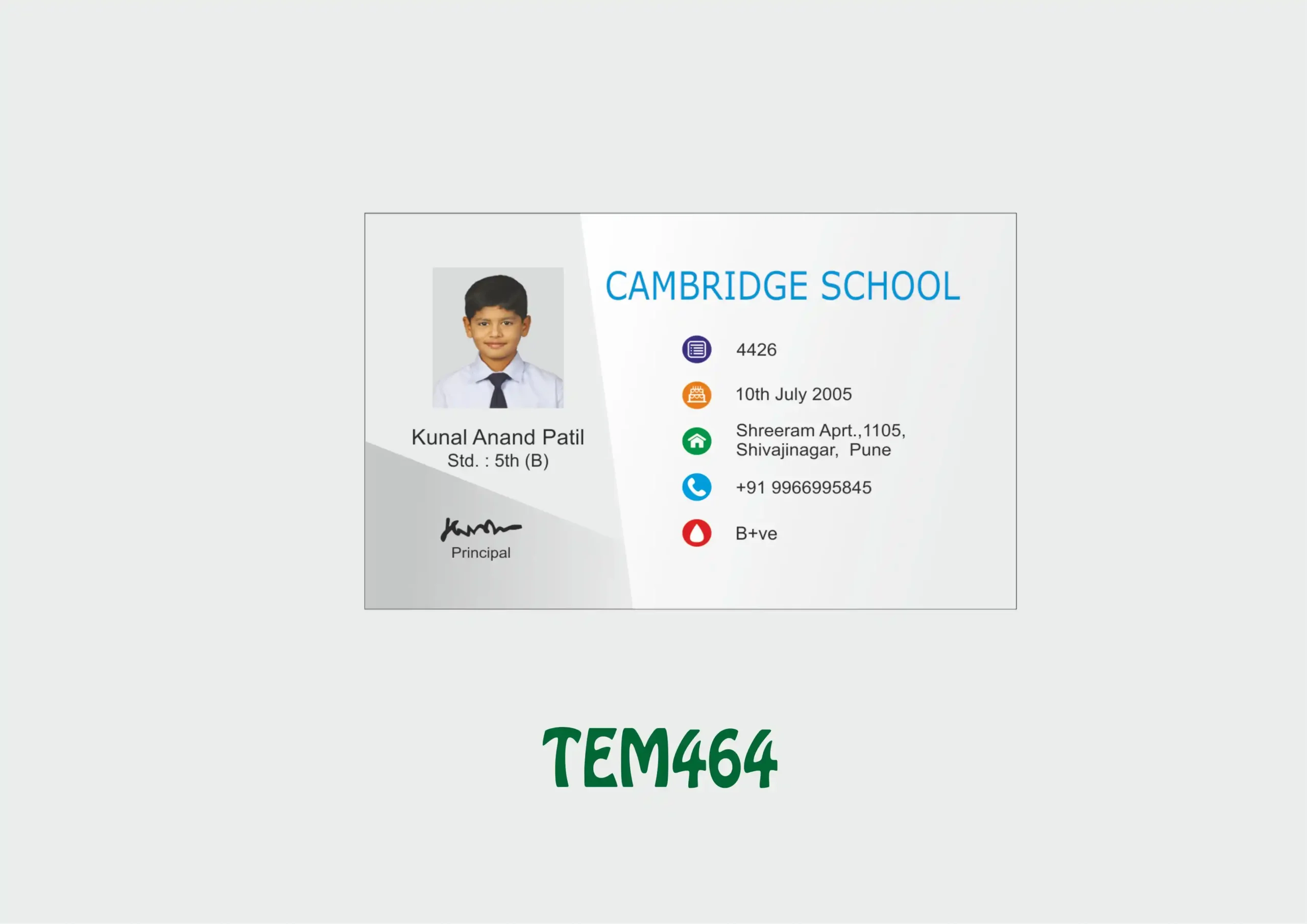 TEM-464 ID Card - TEM464 - Image 1