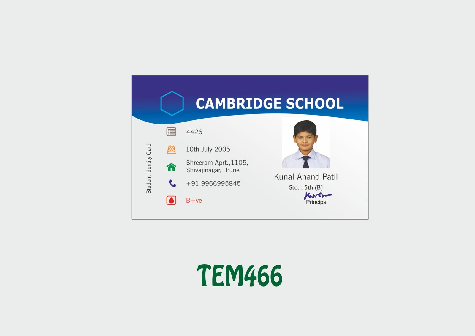 TEM-466 ID Card - TEM466 - Image 1