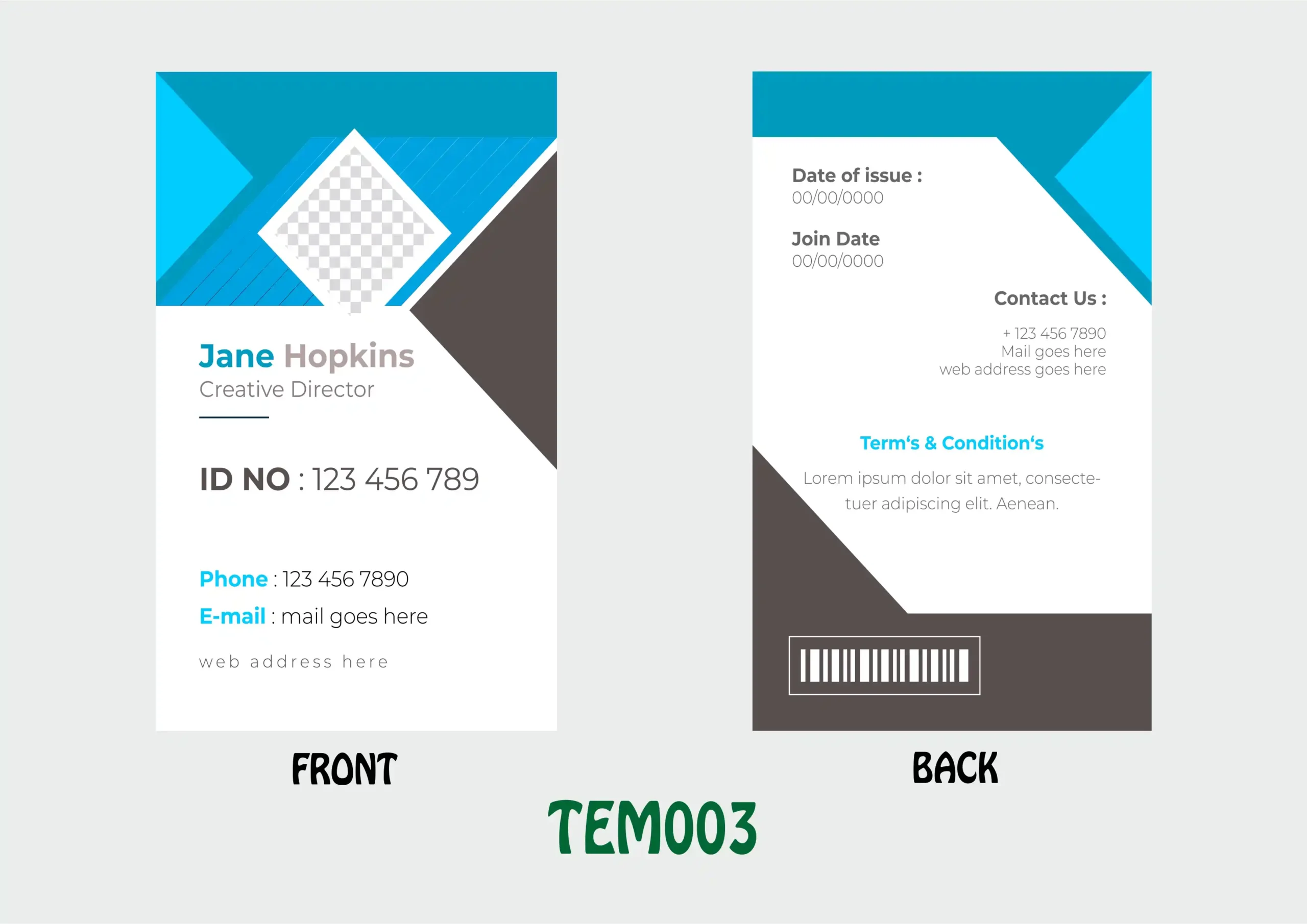 TEM003 ID Card - TEM003 - Image 1