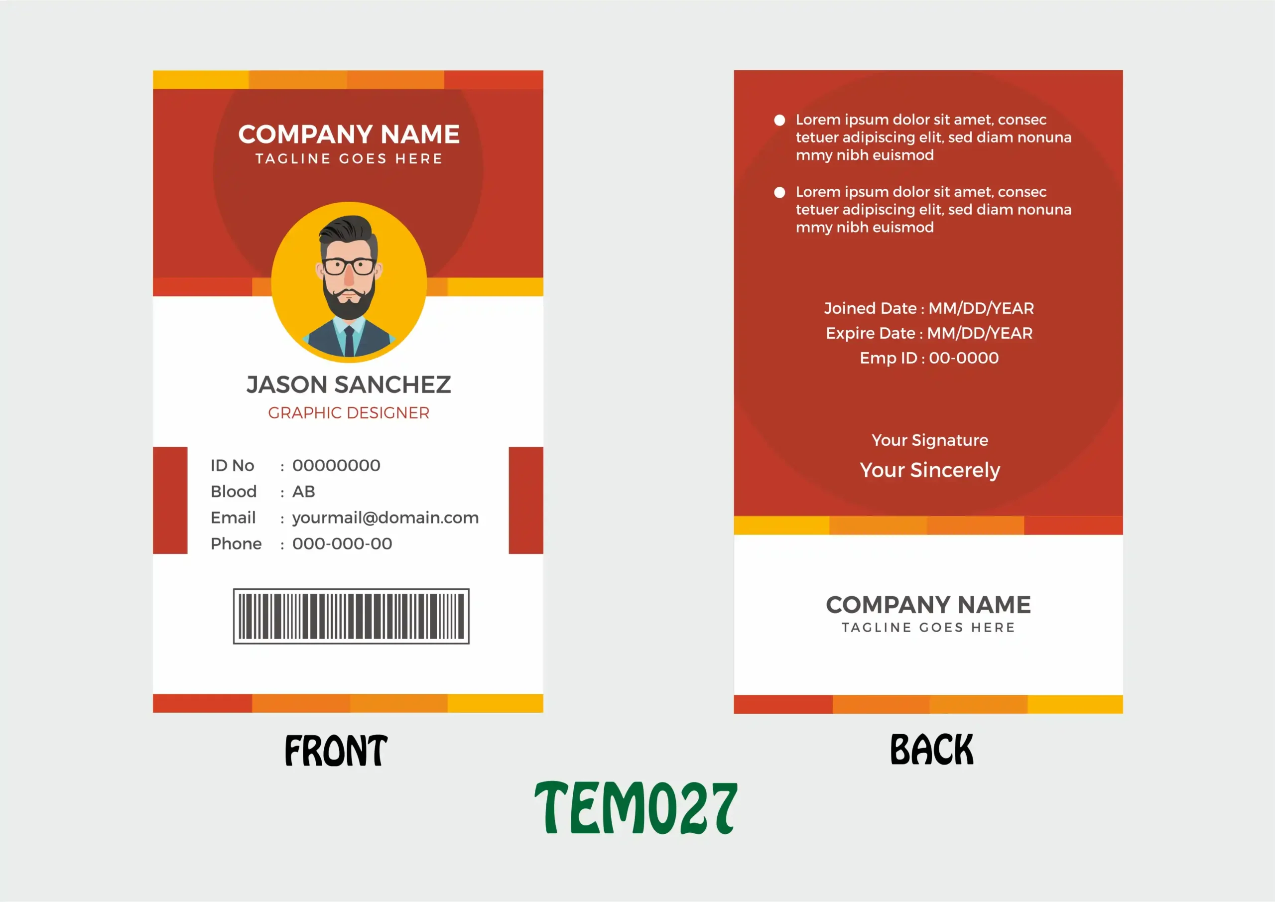 TEM027 ID Card - TEM027 - Image 1