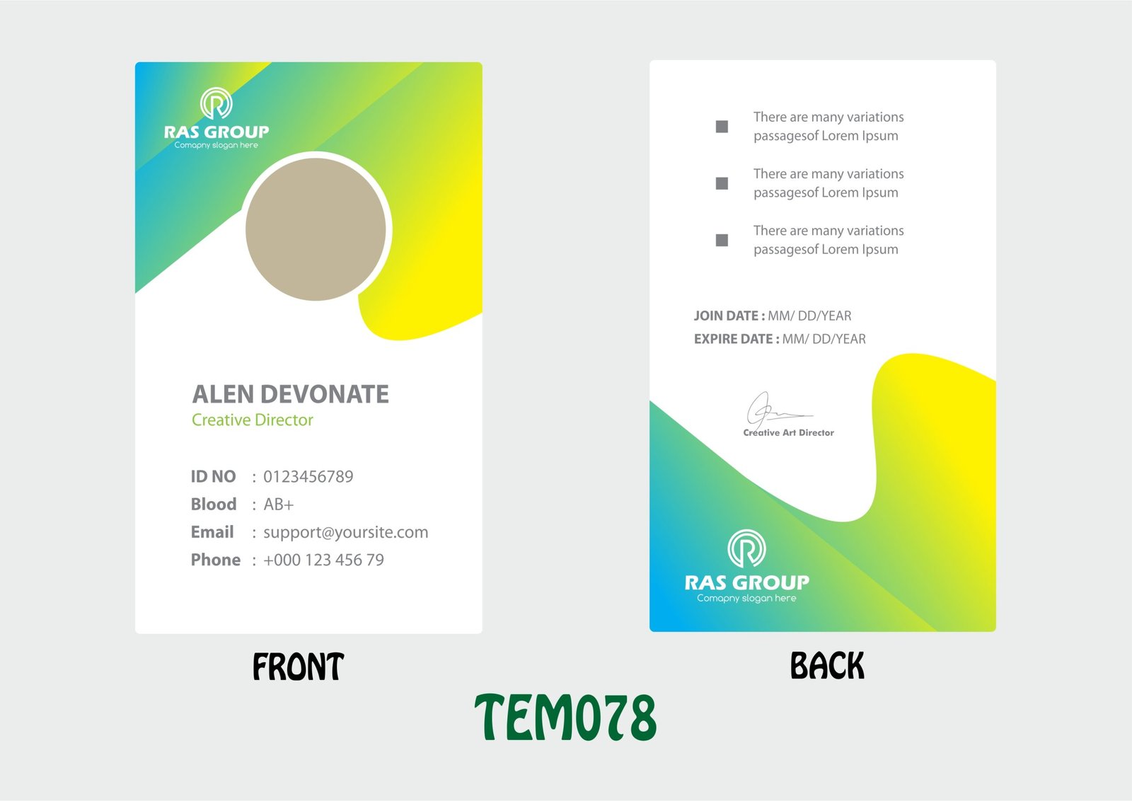 TEM078 ID Card - TEM078 - Image 1