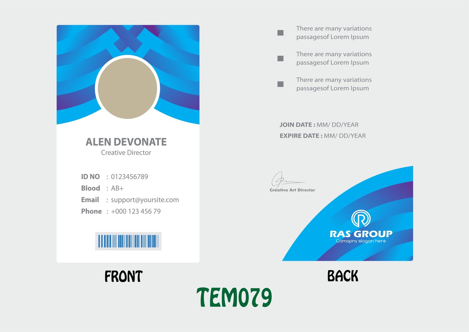 TEM079 ID Card - TEM079 - Image 1