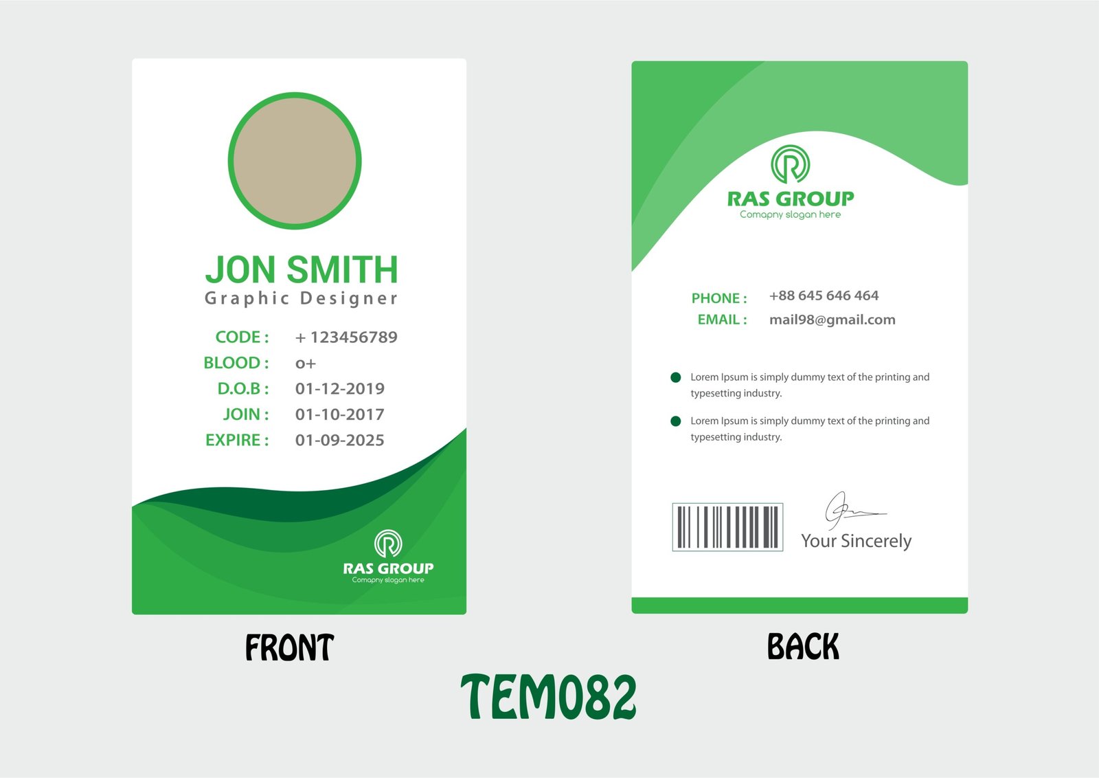 TEM082 ID Card - TEM082 - Image 1