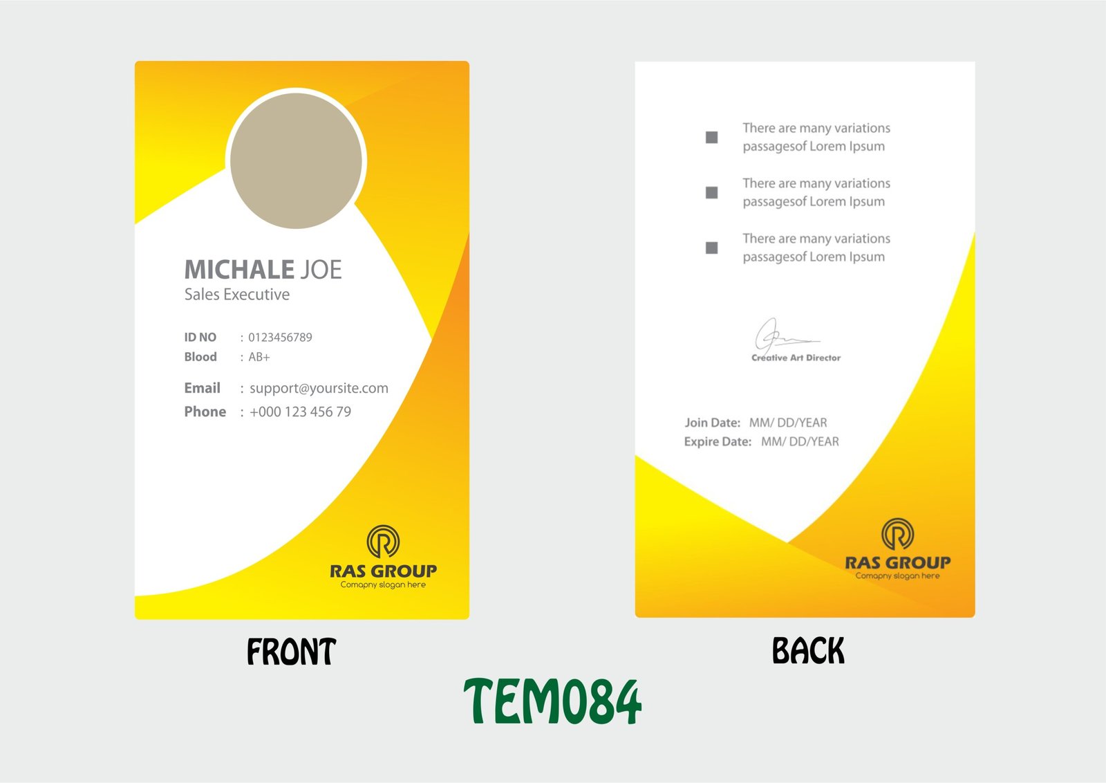 TEM084 ID Card - TEM084 - Image 1