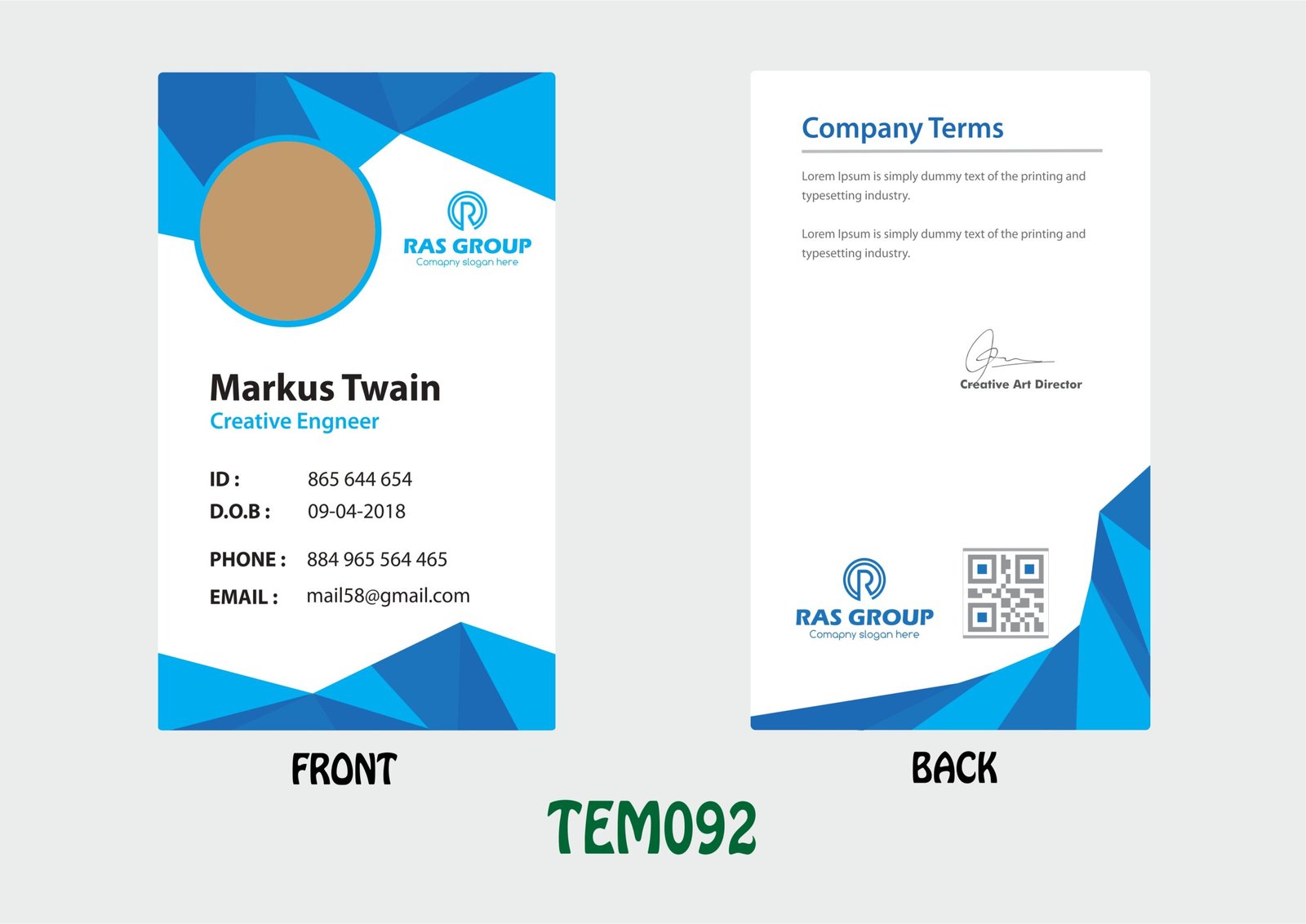 TEM092 ID Card - TEM092 - Image 1