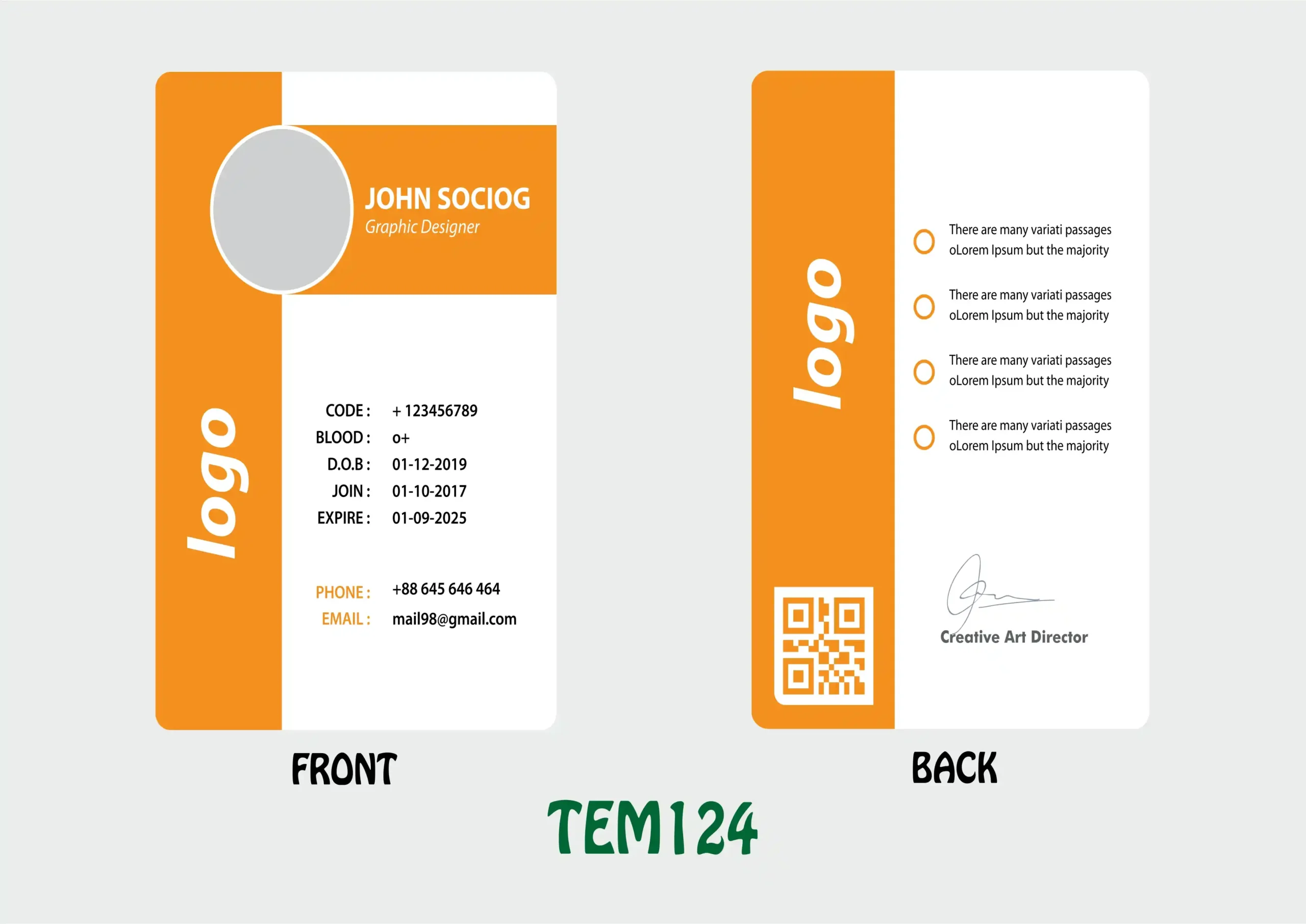 TEM124 ID Card - TEM124 - Image 1