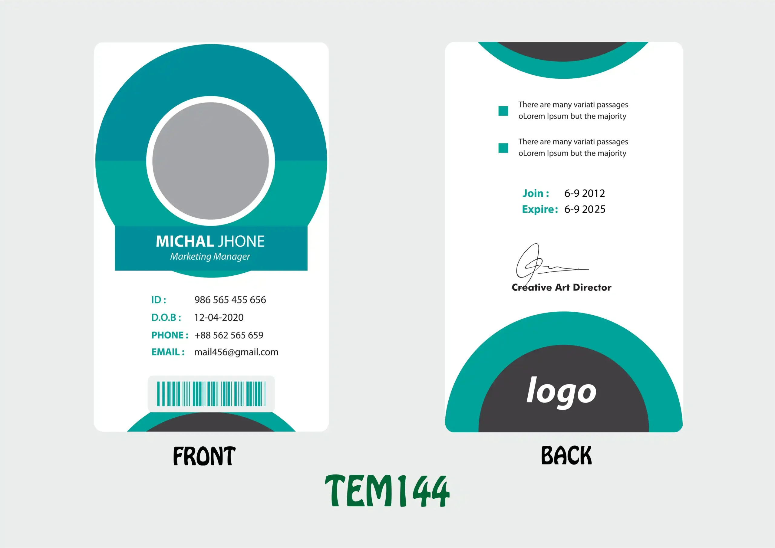 TEM144 ID Card - TEM144 - Image 1