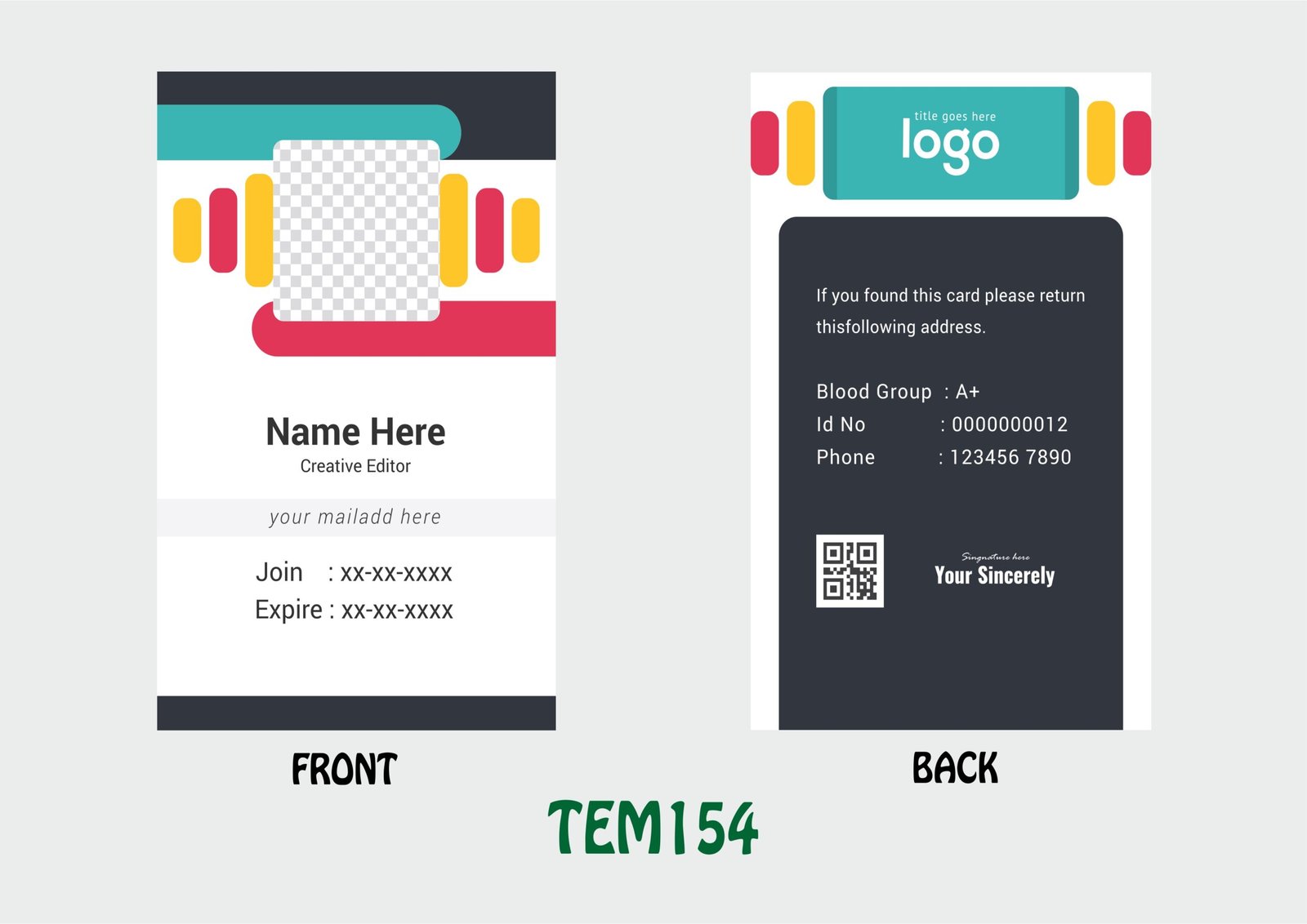 TEM154 ID Card - TEM154 - Image 1