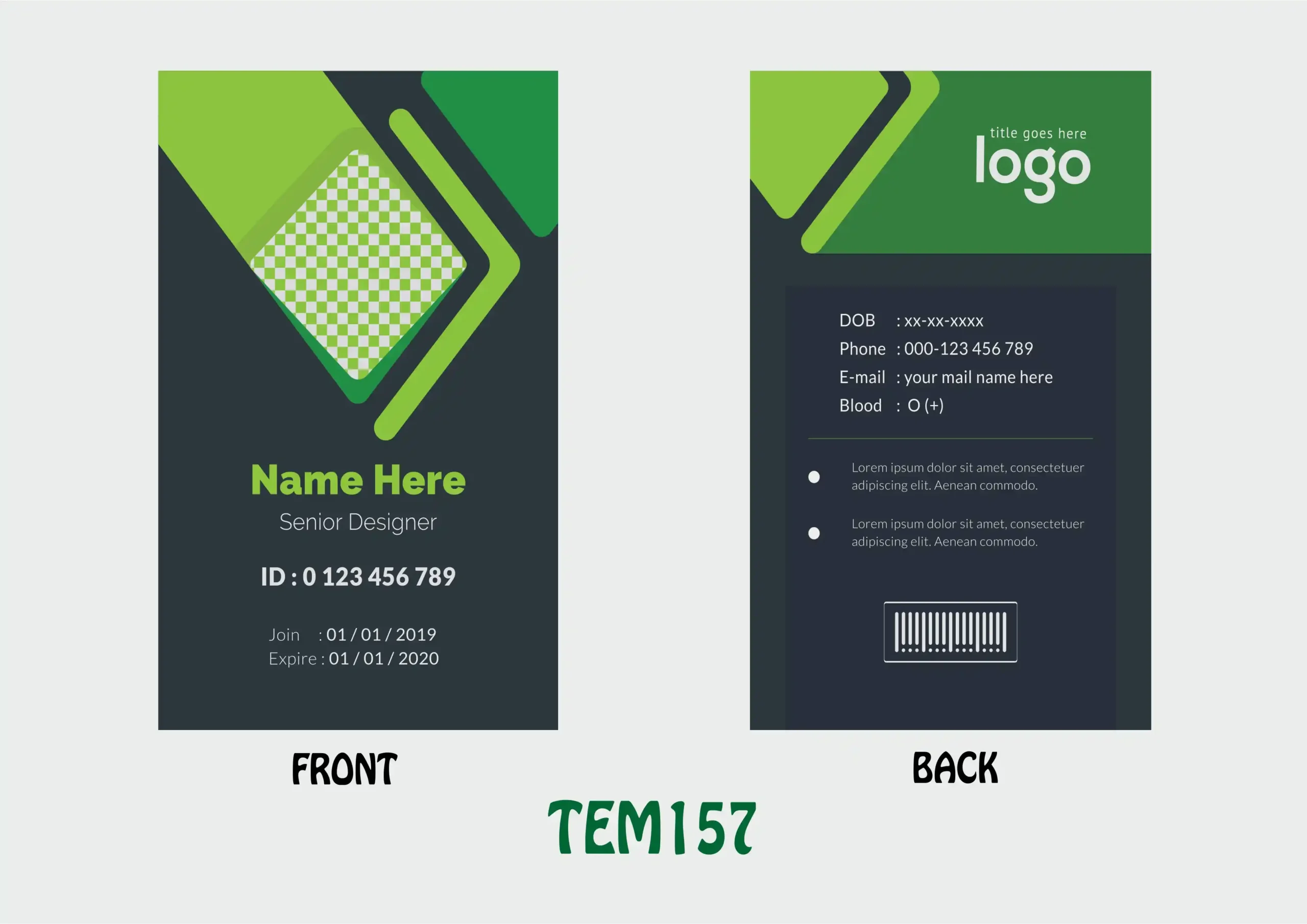 TEM157 ID Card - TEM157 - Image 1