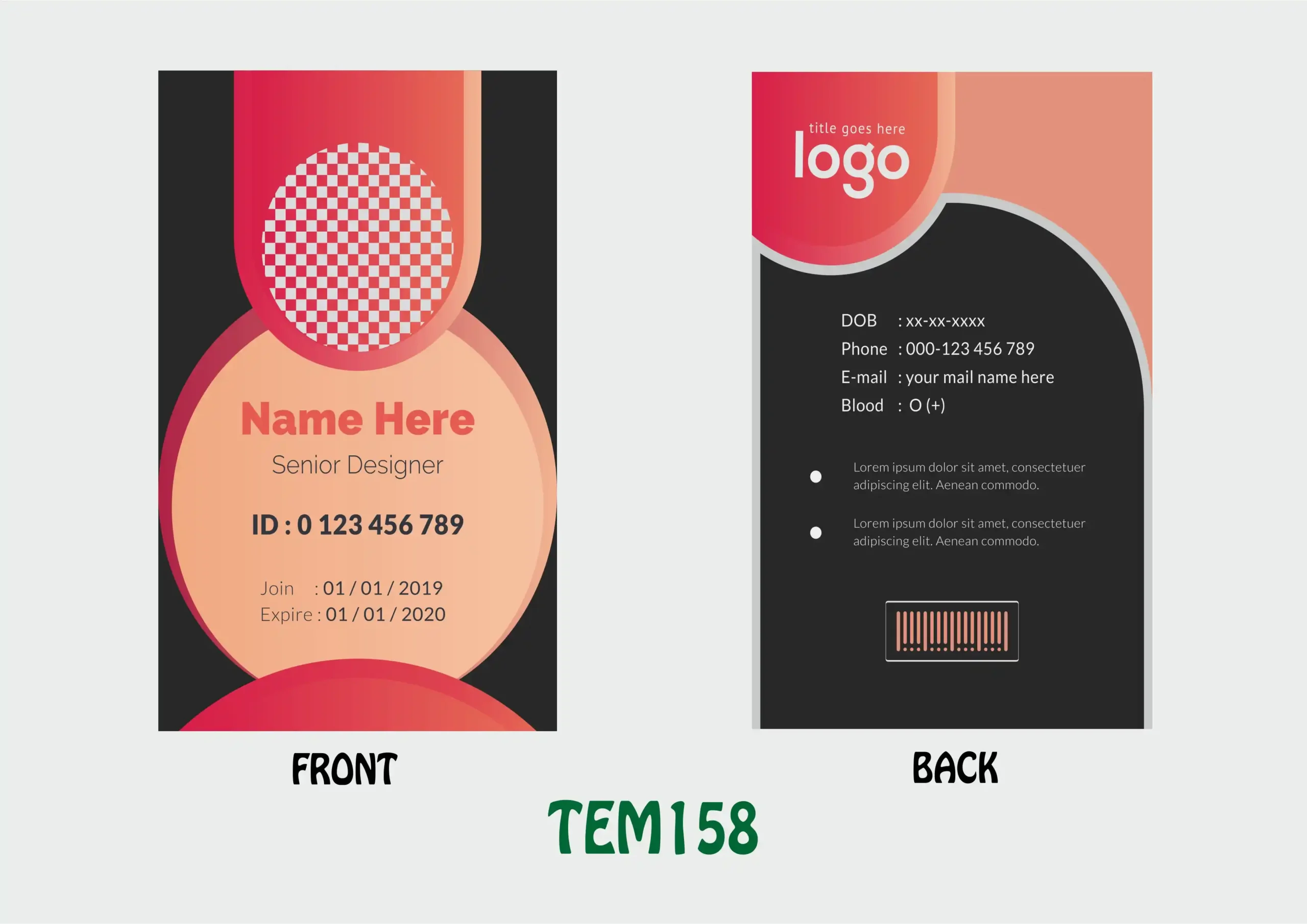 TEM158 ID Card - TEM158 - Image 1