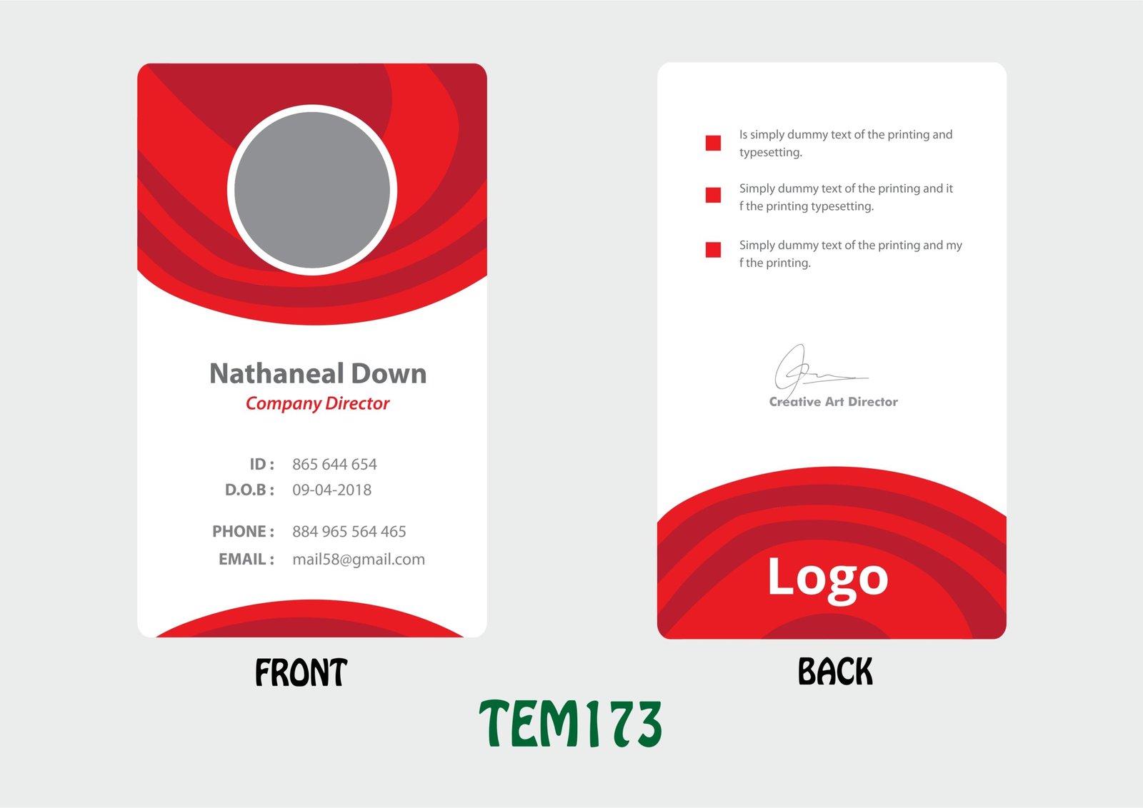 TEM173 ID Card - TEM173 - Image 1