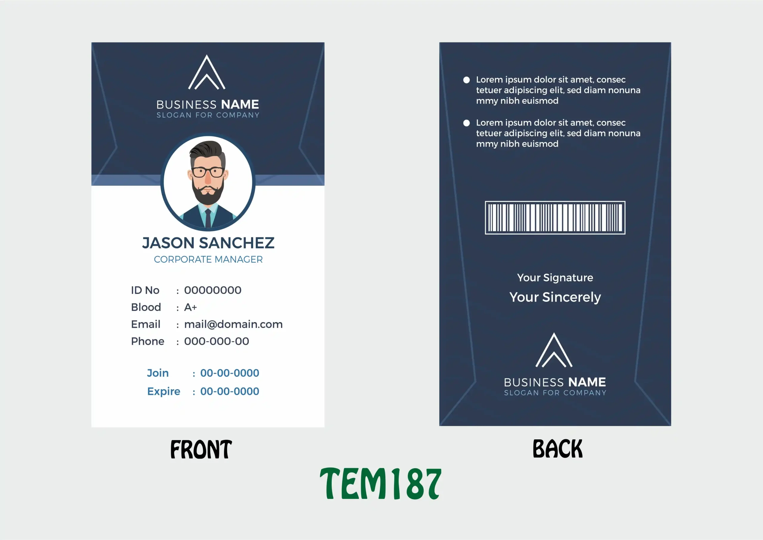 TEM187 ID Card - TEM187 - Image 1