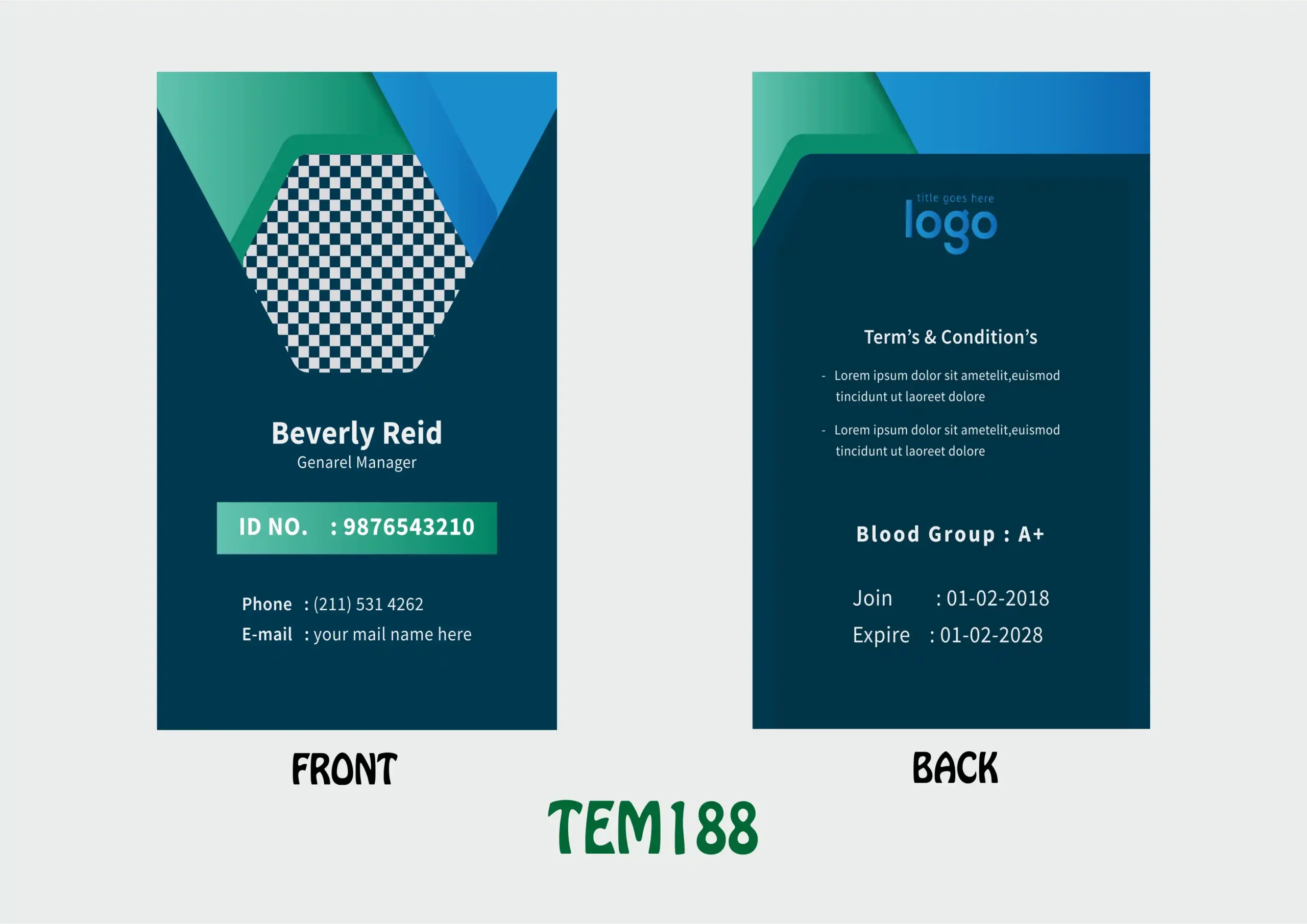 TEM188 ID Card - TEM188 - Image 1