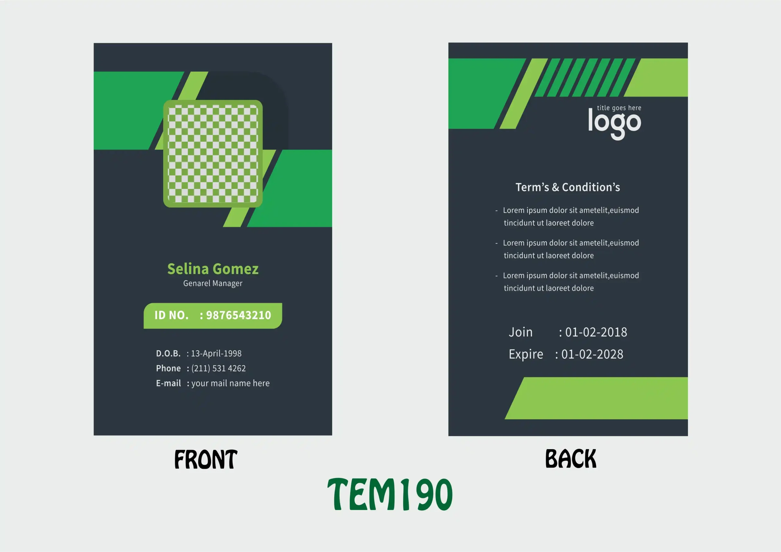 TEM190 ID Card - TEM190 - Image 1