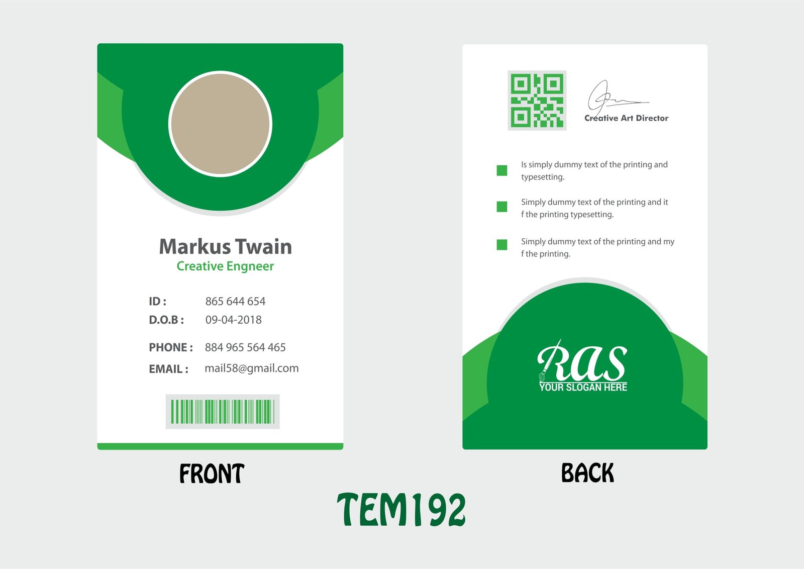 TEM192 ID Card - TEM192 - Image 1