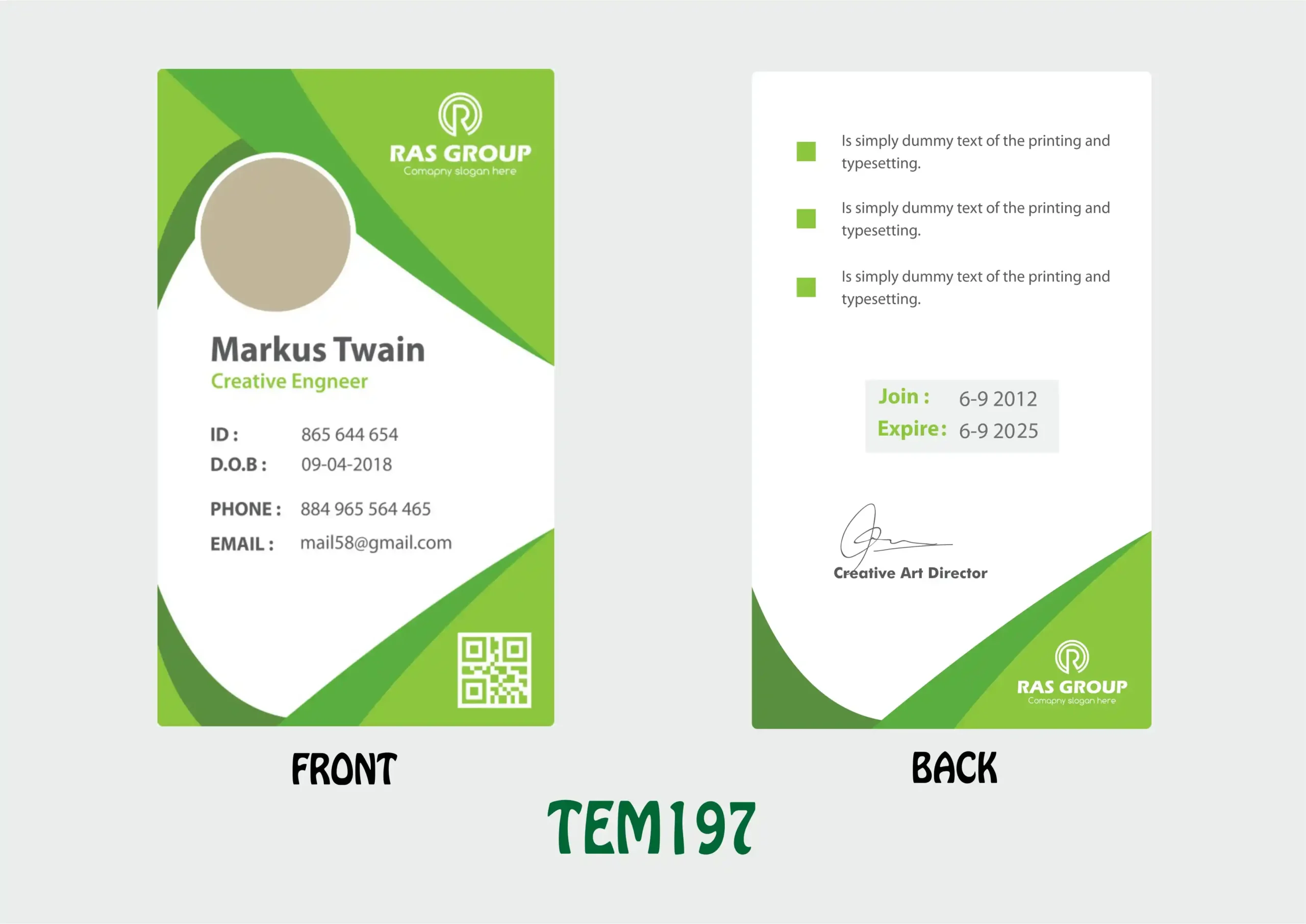 TEM197 ID Card - TEM197 - Image 1