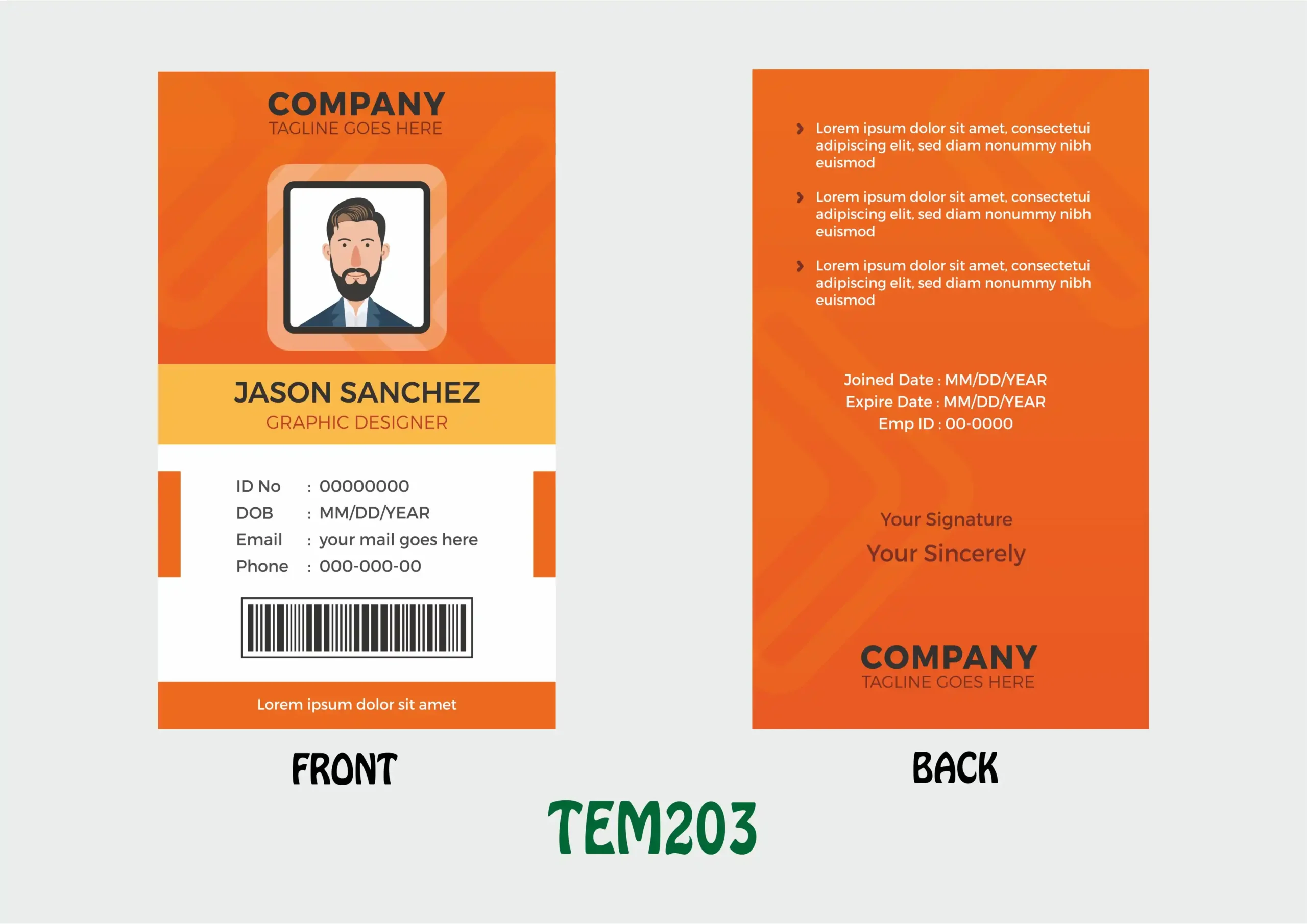 TEM203 ID Card - TEM203 - Image 1