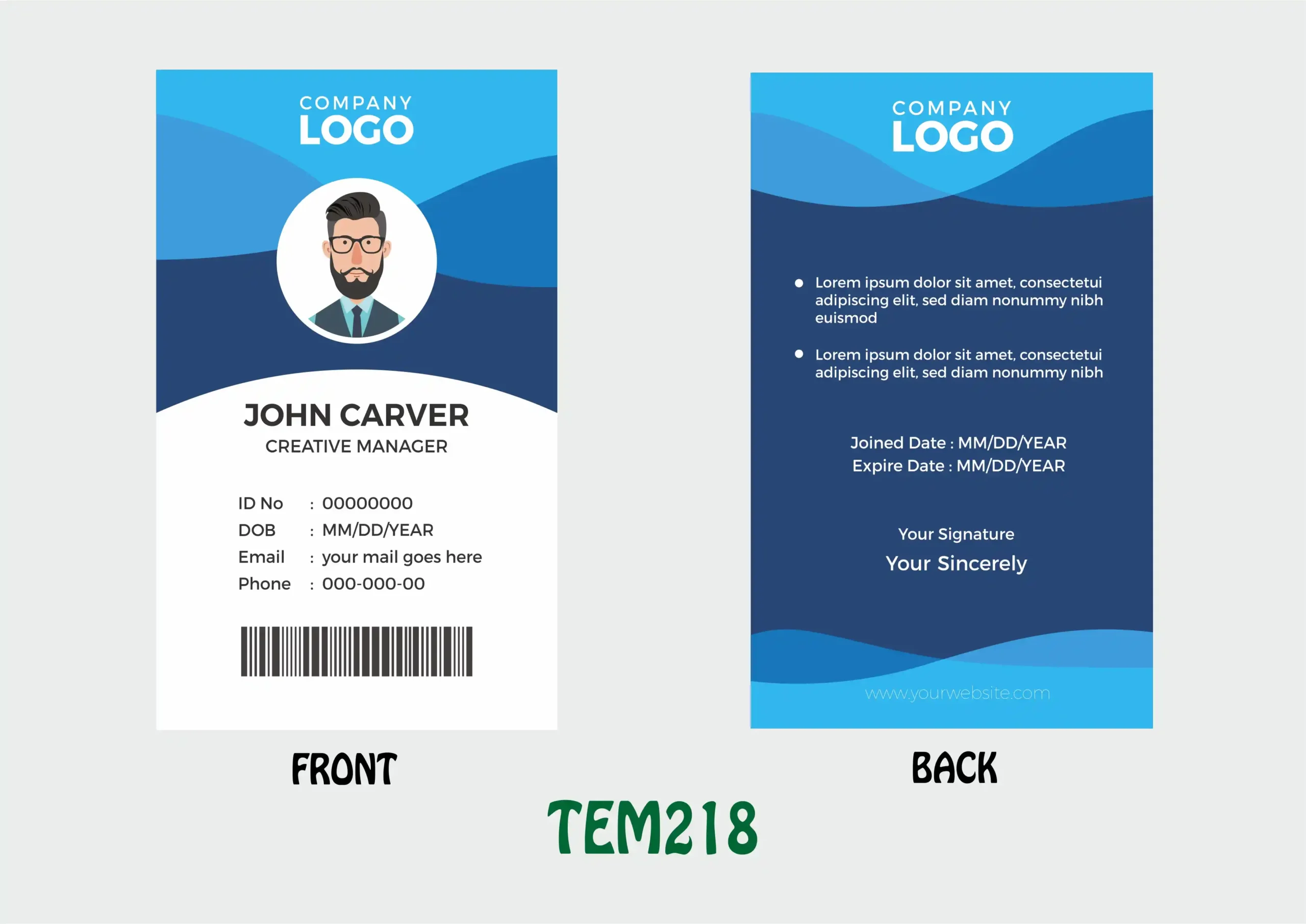 TEM218 ID Card - TEM218 - Image 1
