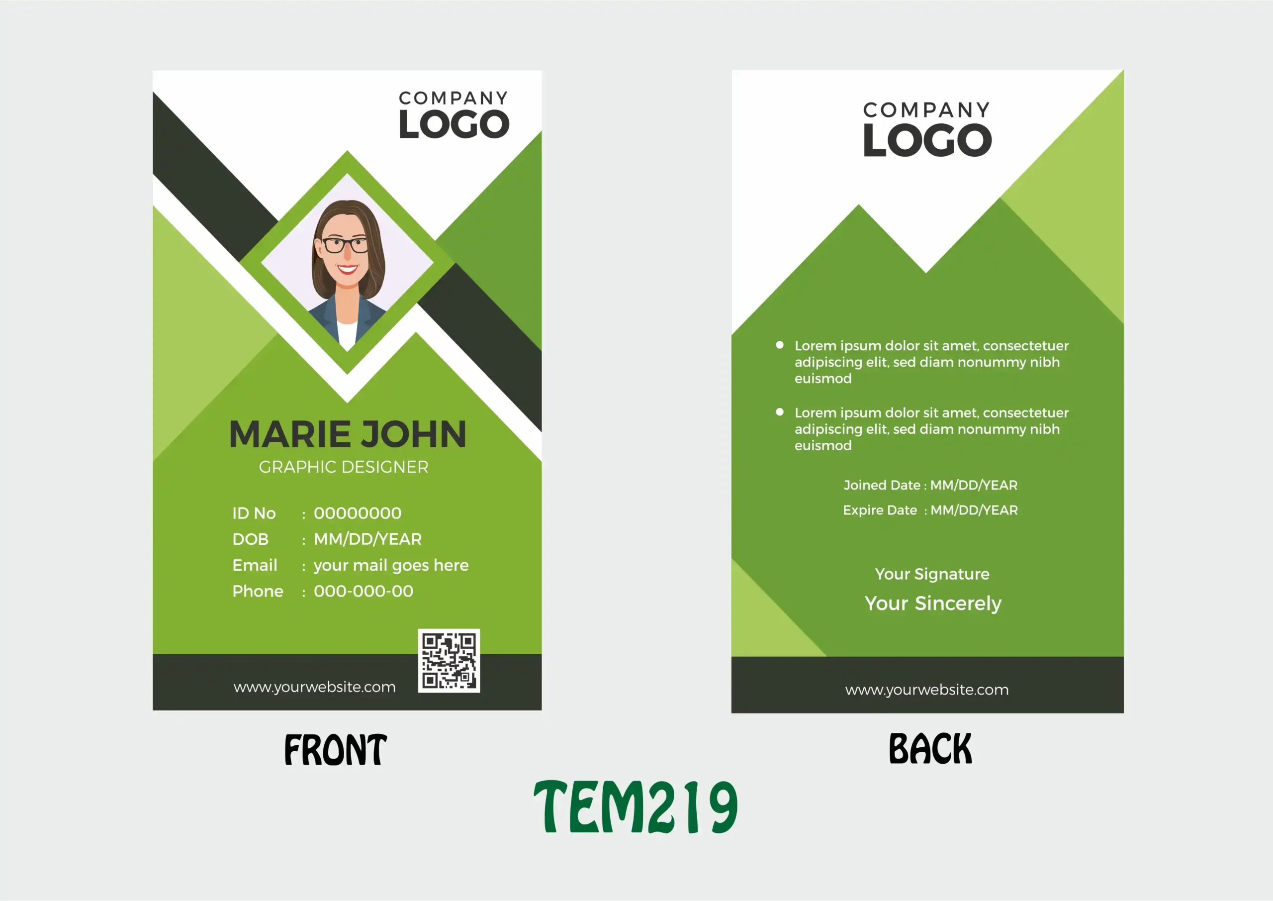 TEM219 ID Card - TEM219 - Image 1