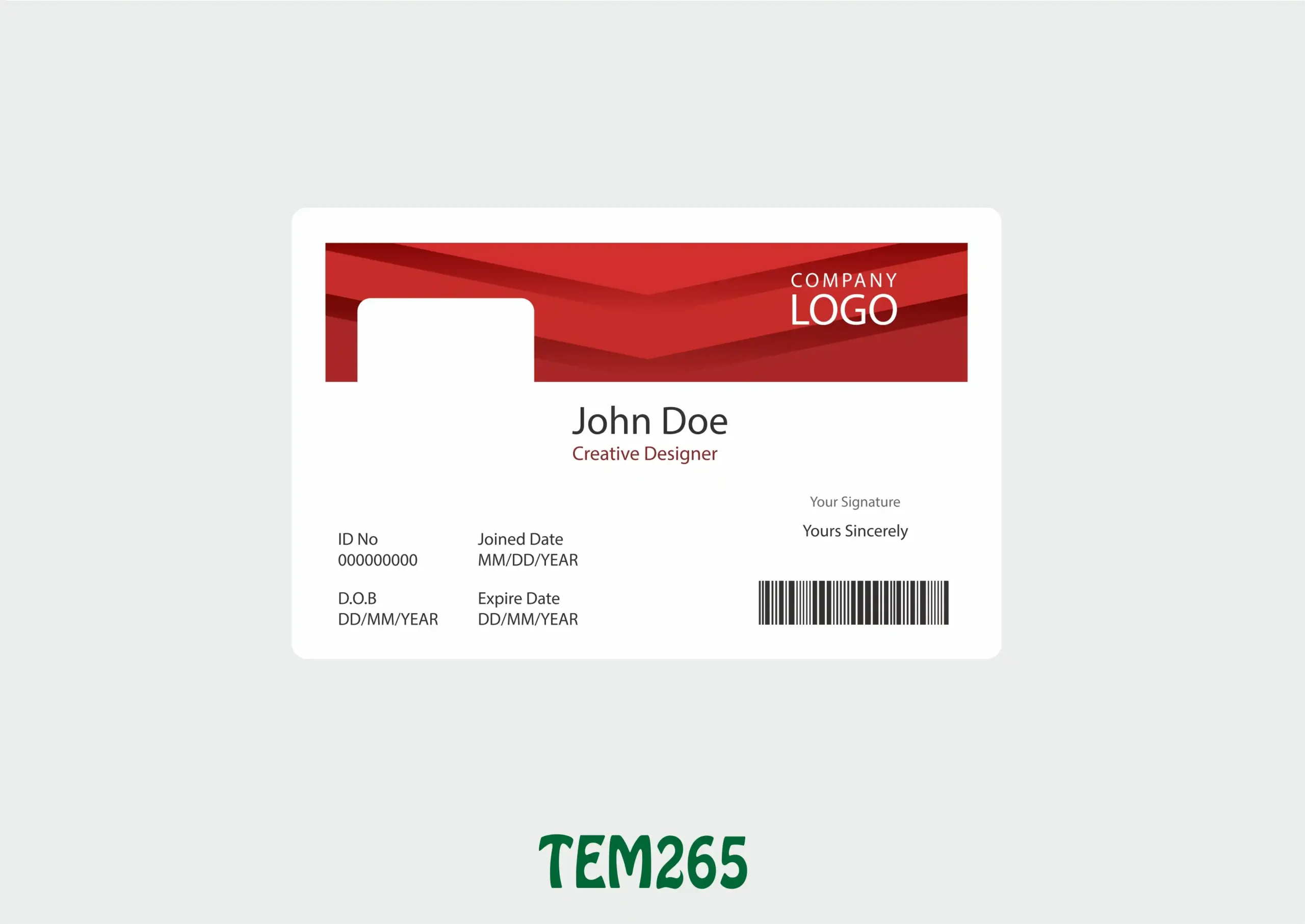 TEM265 ID Card - TEM265 - Image 1