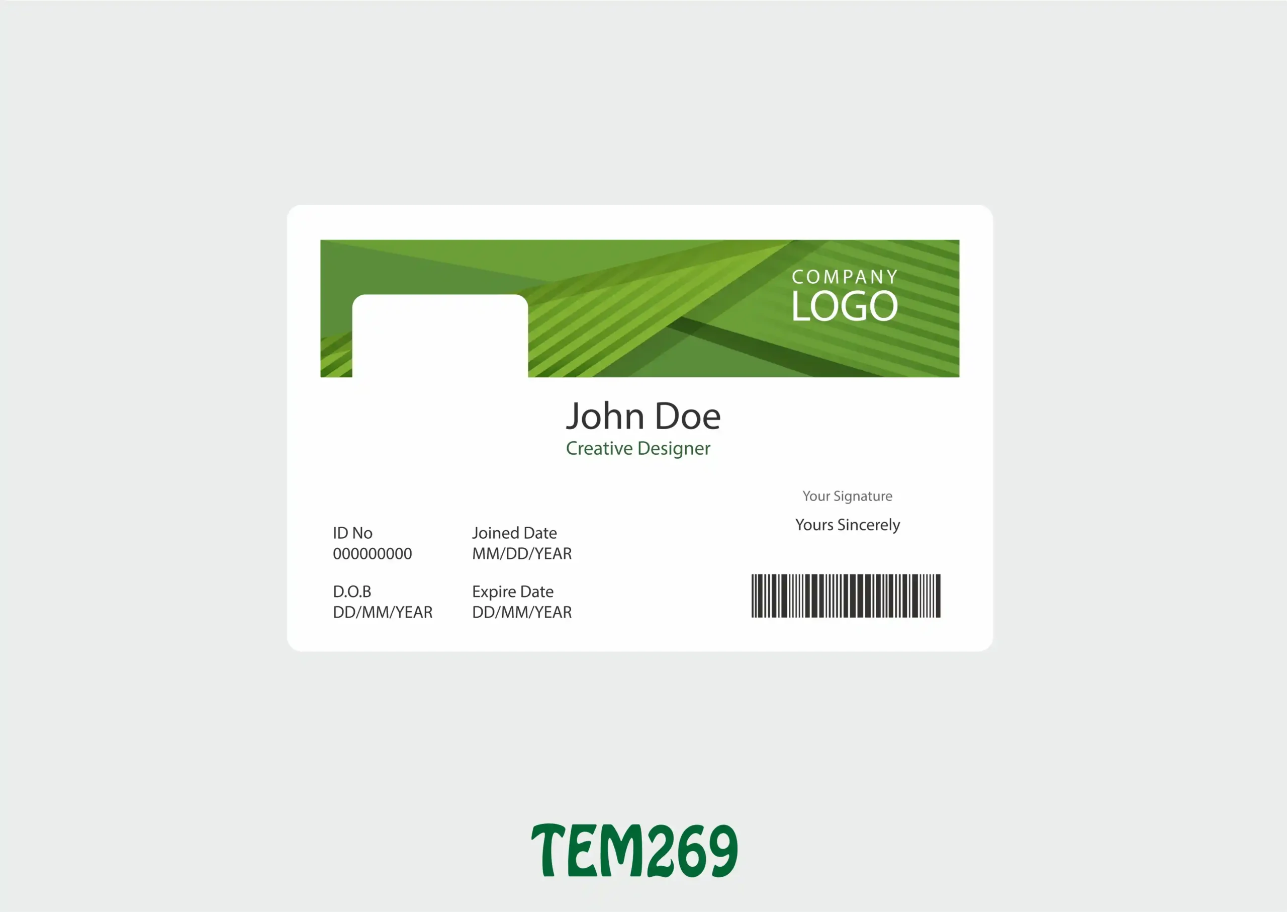 TEM269 ID Card - TEM269 - Image 1