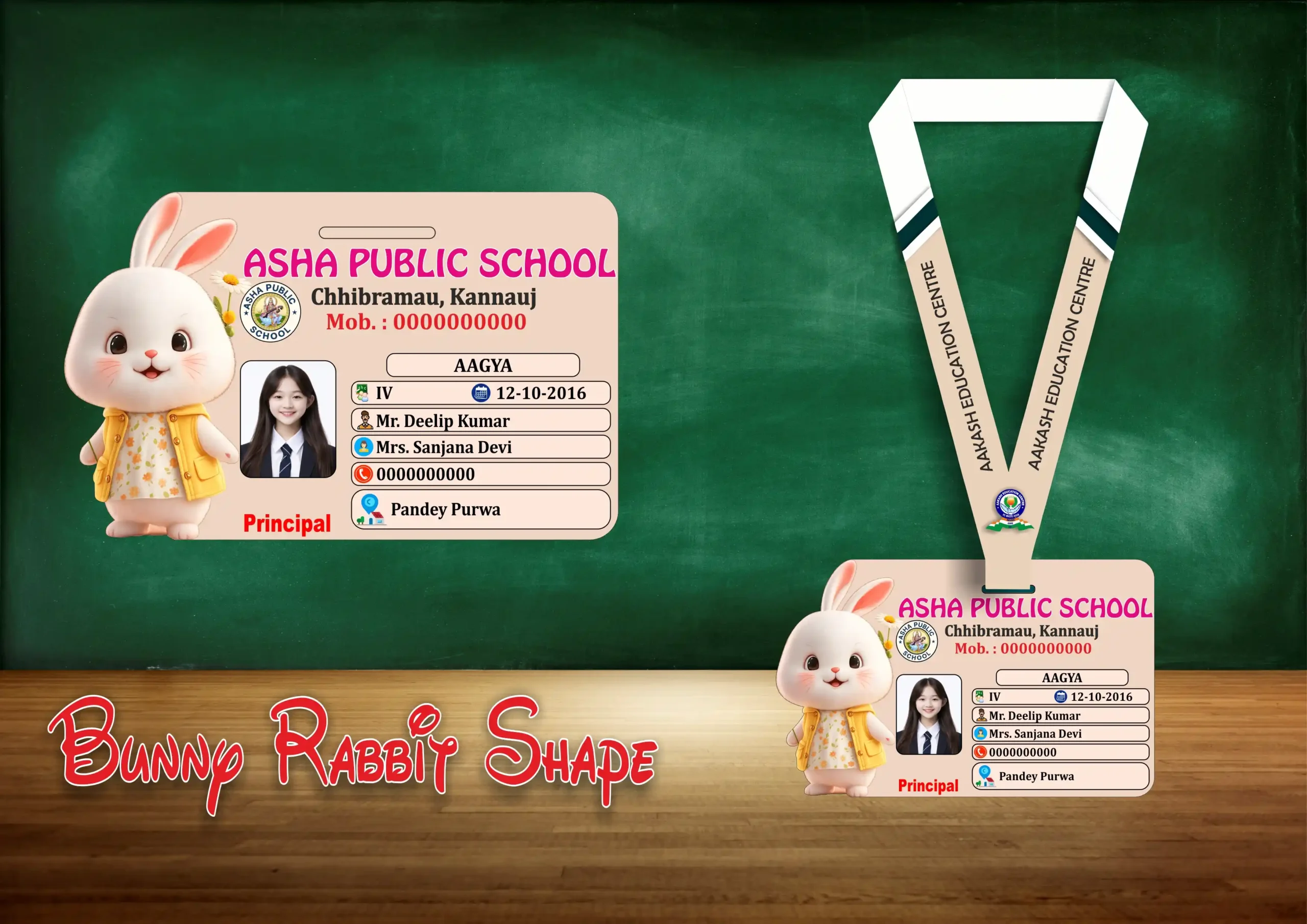 bunny rabbit shape Bunny Rabbit Shape Acrylic ID Card - Image 1