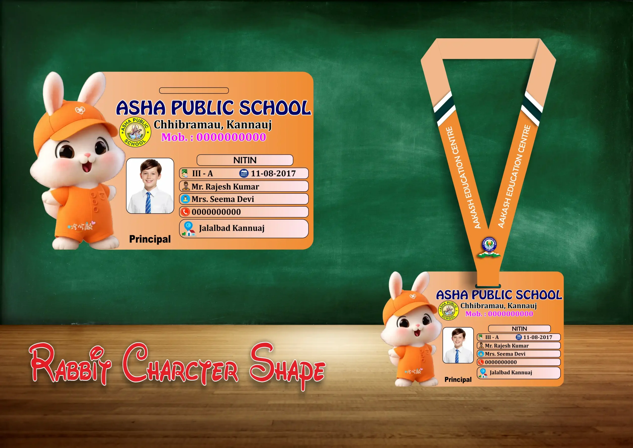 rabbit charcter shape Rabbit-Charcter Shape Acrylic ID Card - Image 1